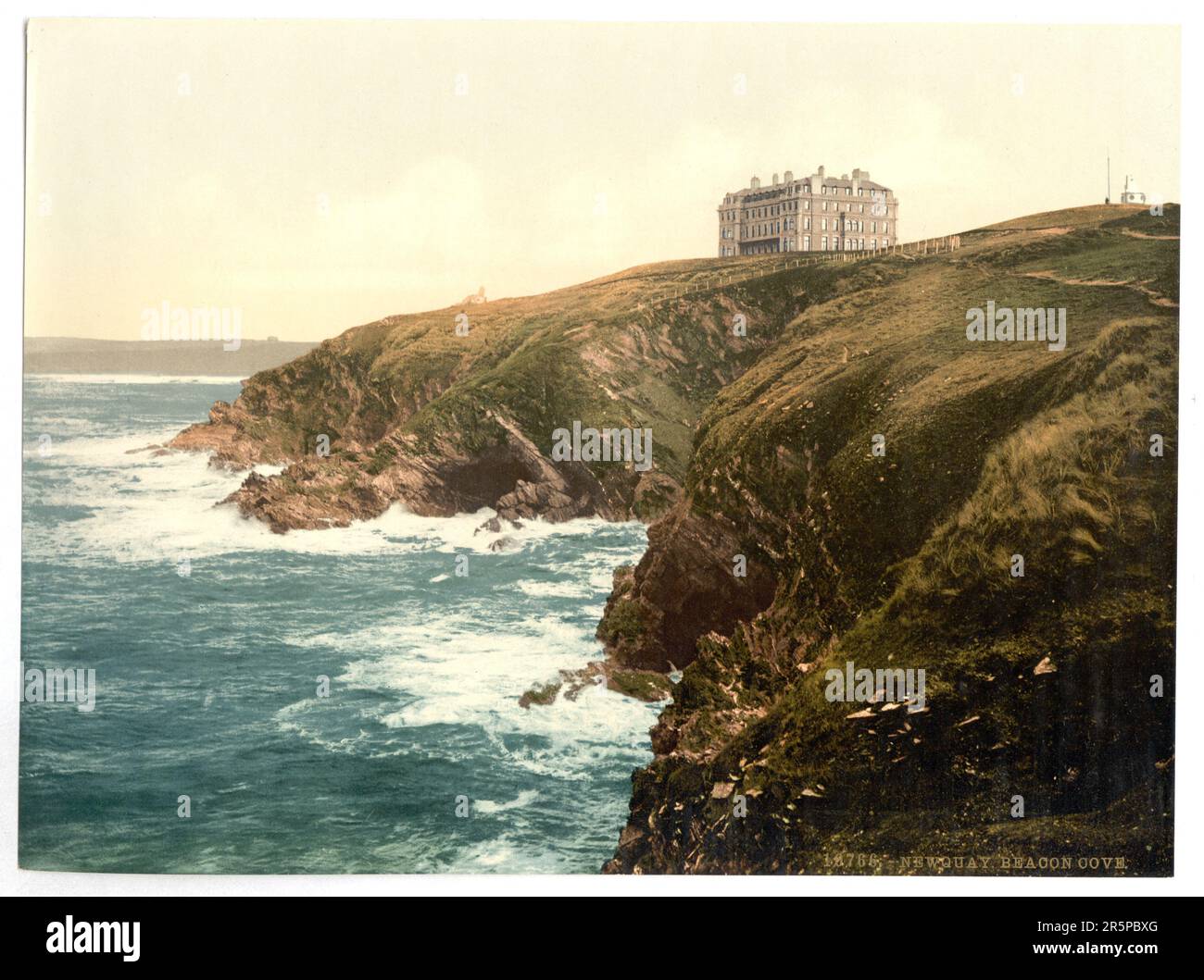 Tirages photo-chrome, couleur, 1900, 1890, Newquay, Beacon Cove, Cornwall, Angleterre Banque D'Images