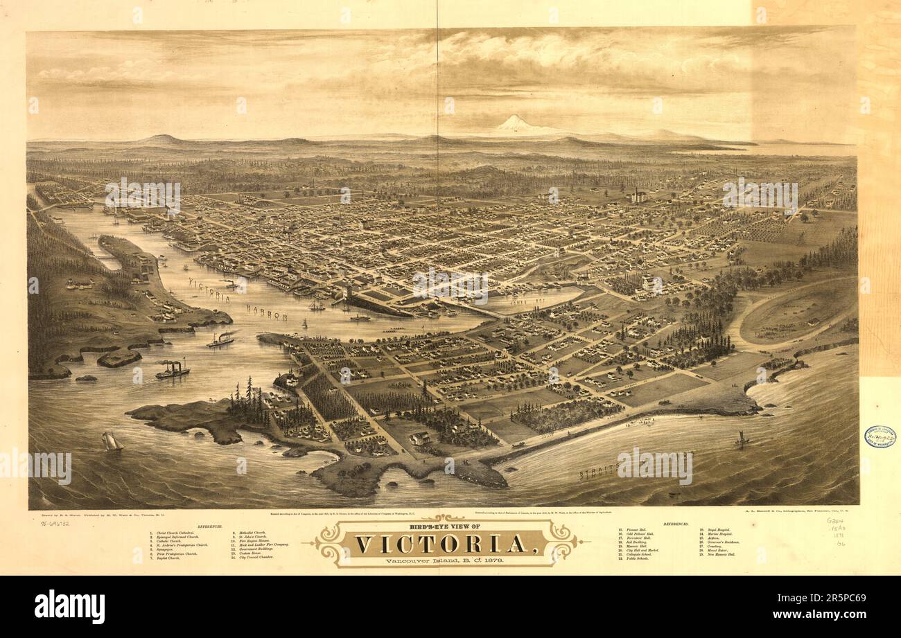 Vue d'ensemble de l'île de Vancouver, Victoria, C.-B. 1878. Banque D'Images