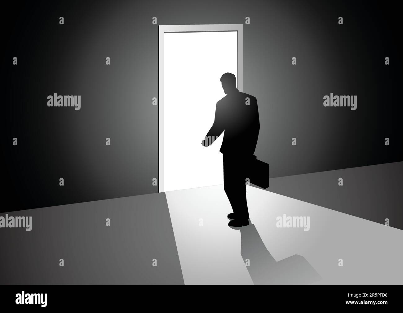 Silhouette illustration d'un homme marchant dans une porte lumineuse Illustration de Vecteur Silhouette illustration d'un homme marchant dans une porte lumineuse Illustration de Vecteur