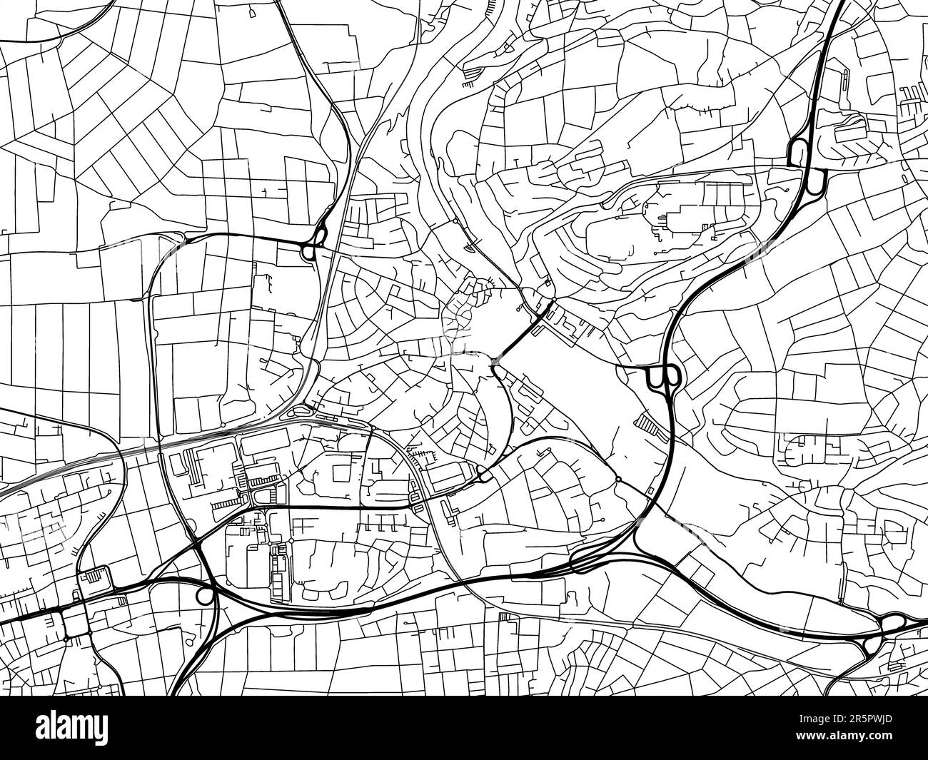 Carte routière vectorielle de la ville de Waiblingen en Allemagne sur fond blanc. Banque D'Images