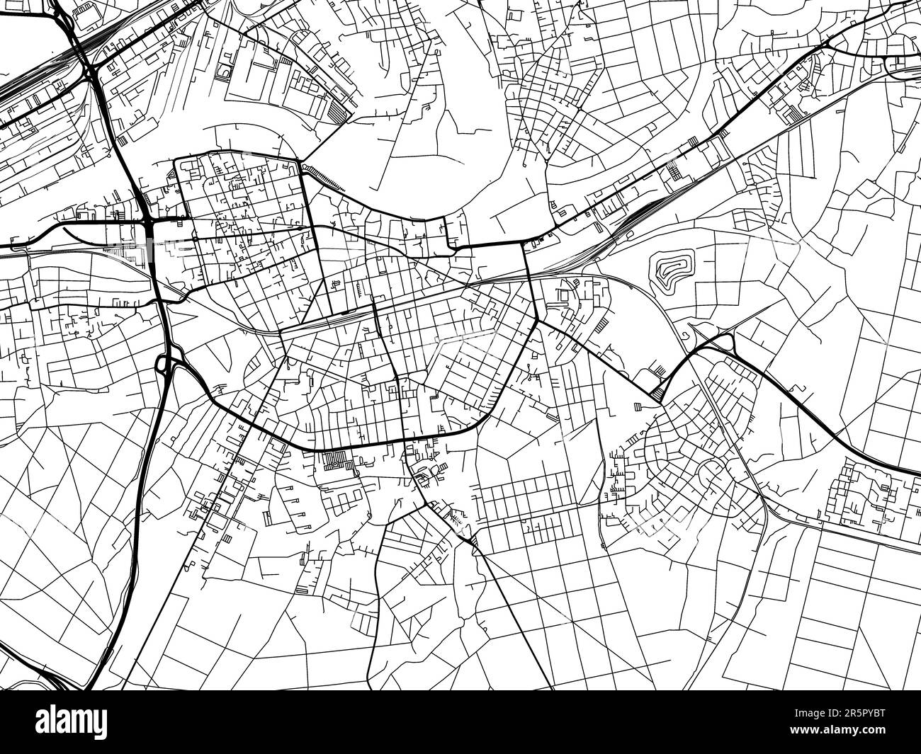 Carte routière vectorielle de la ville d'Offenbach am main en Allemagne sur fond blanc. Banque D'Images