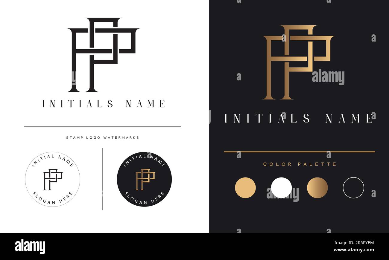 Design de luxe PP ou pp initial monogramme texte lettre logo Illustration de Vecteur