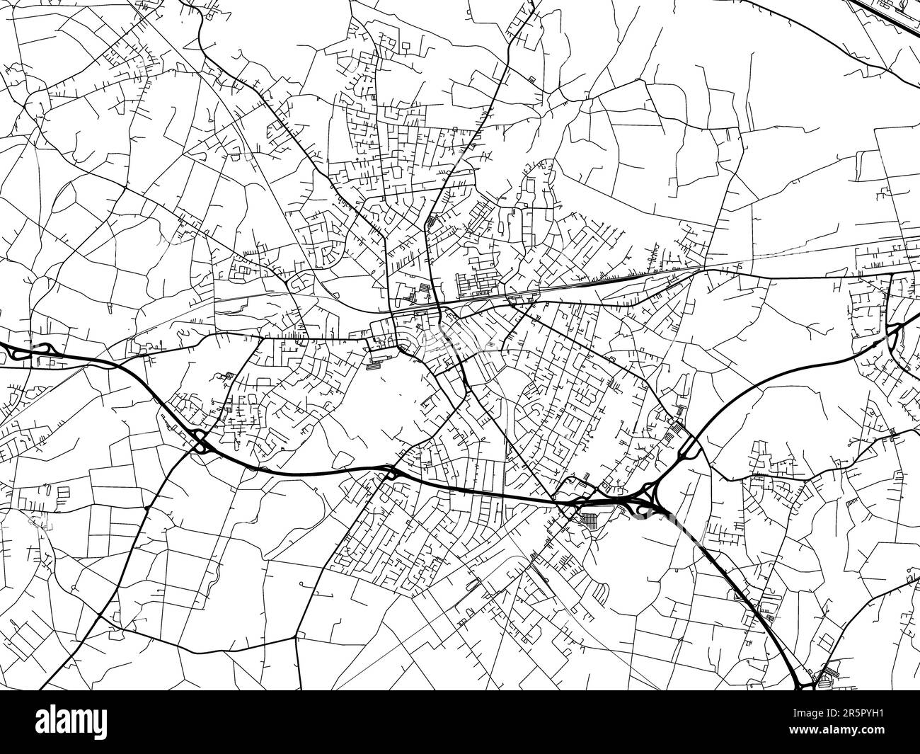 Carte routière vectorielle de la ville de Delmenhorst en Allemagne sur fond blanc. Banque D'Images