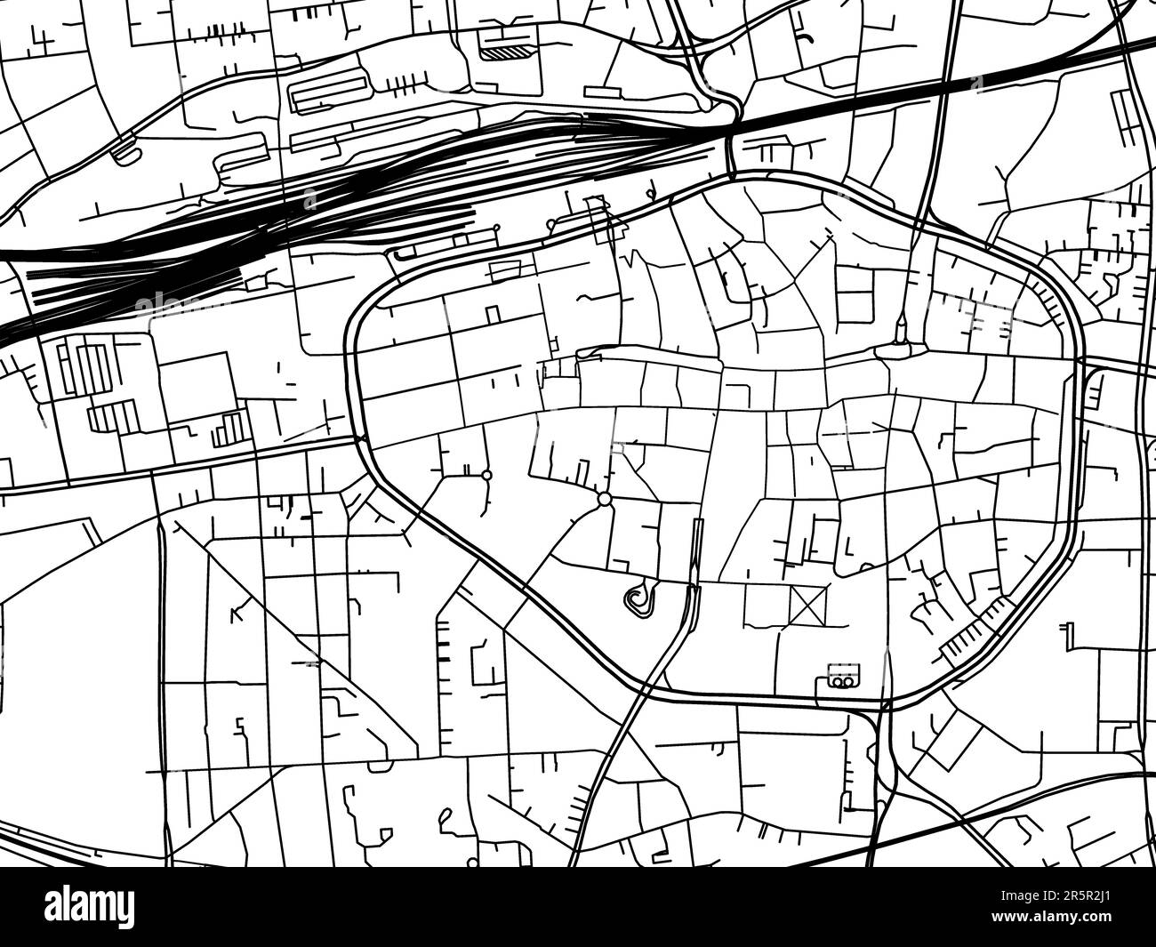 Carte routière vectorielle de la ville de Dortmund Zentrum en Allemagne sur fond blanc. Banque D'Images