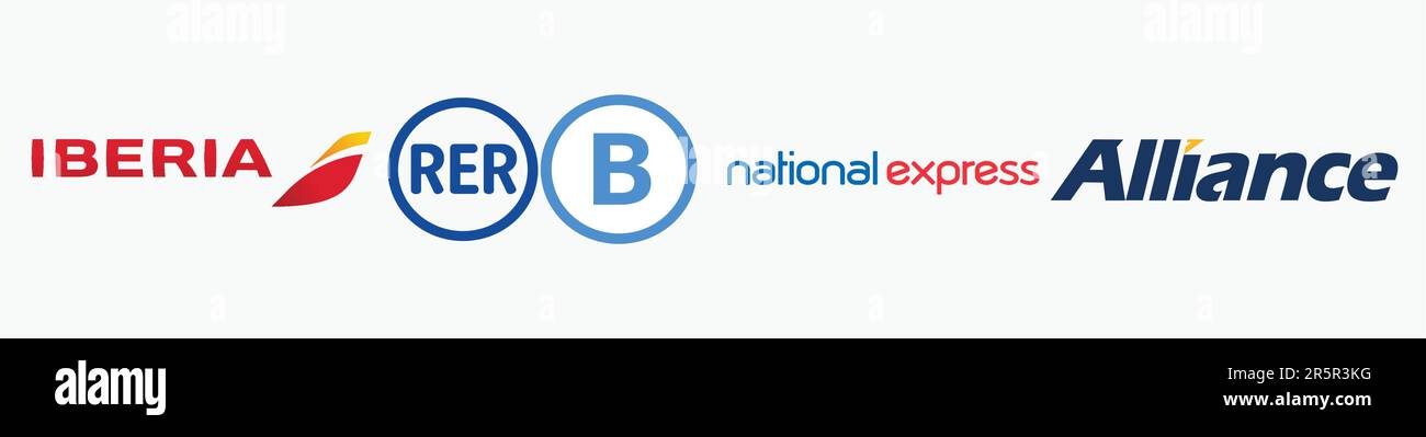 Logo IBERIA, logo ALLIANCE AIRLINES, logo RER B, LOGO NATIONAL EXPRESS,  art, vecteur, design, logo, symbole, entreprise, graphique, moderne, style,  créatif Image Vectorielle Stock - Alamy