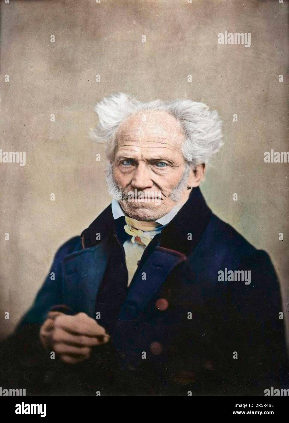 Arthur Schopenhauer après photo de Schafer - 1859 - Arthur Schopenhauer (1788-1860), philosophophe allemand. photo colorié ultérieurement Banque D'Images