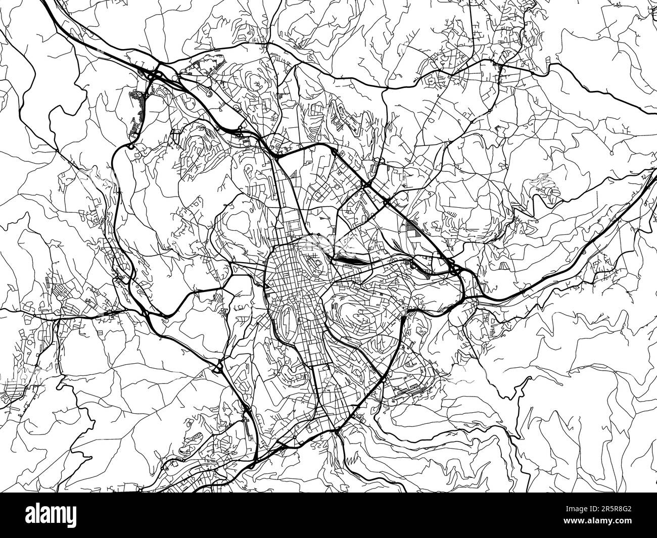 Carte routière de la ville de SaintEtienne en France sur fond blanc
