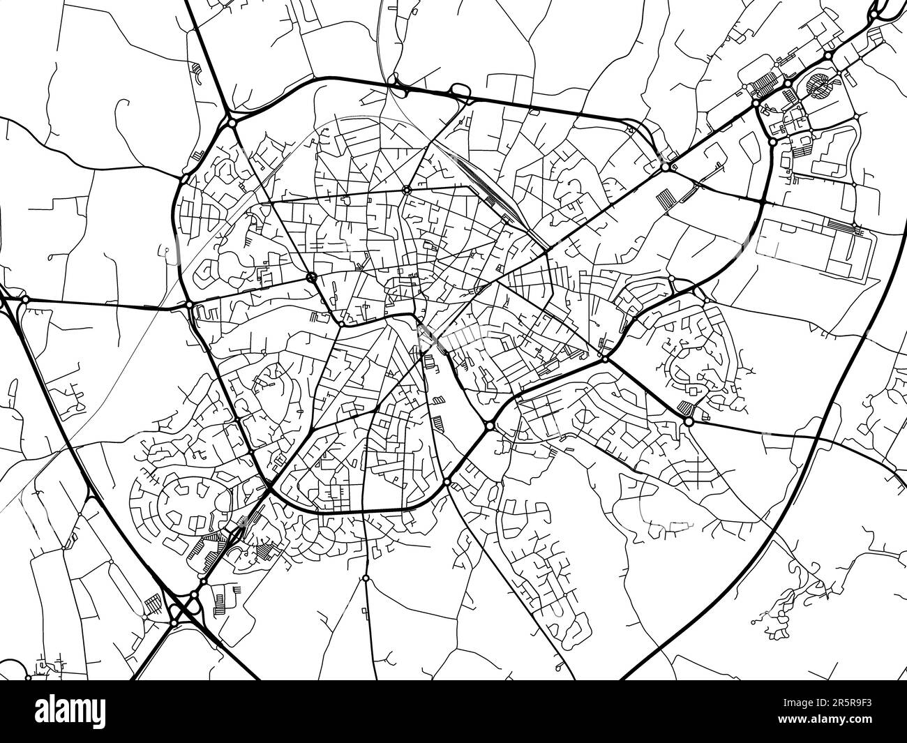 Carte routière de la ville de Cholet en France sur fond blanc. Banque D'Images