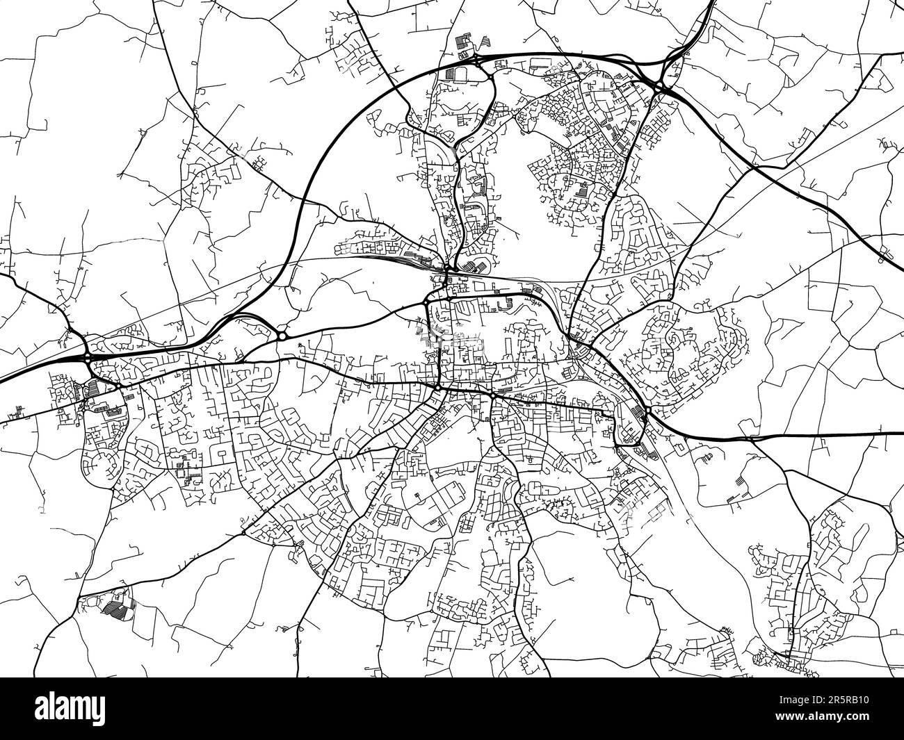 Carte routière de la ville de Colchester au Royaume-Uni sur fond blanc. Banque D'Images