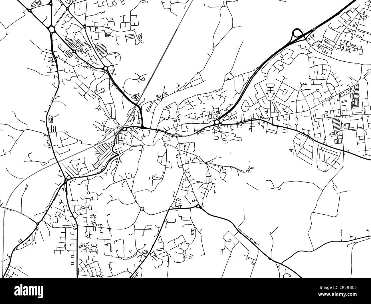 Carte routière de la ville de Durham au Royaume-Uni sur fond blanc. Banque D'Images