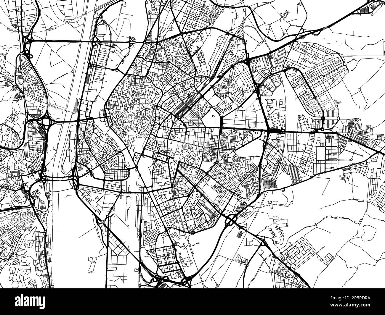 Carte routière vectorielle de la ville de Séville en Espagne sur fond blanc. Banque D'Images