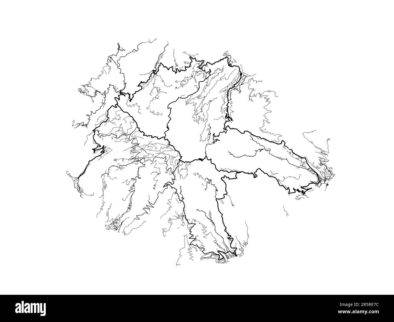 Carte routière vectorielle de la ville de la Gomera en Espagne sur fond blanc. Banque D'Images