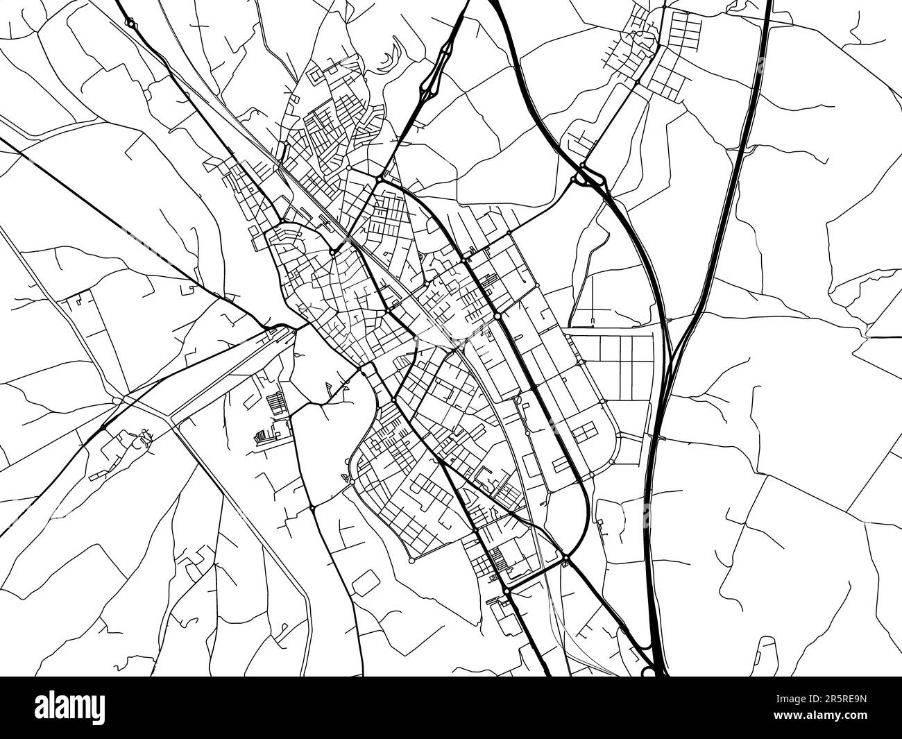 Carte routière vectorielle de la ville de Palencia en Espagne sur fond blanc. Banque D'Images