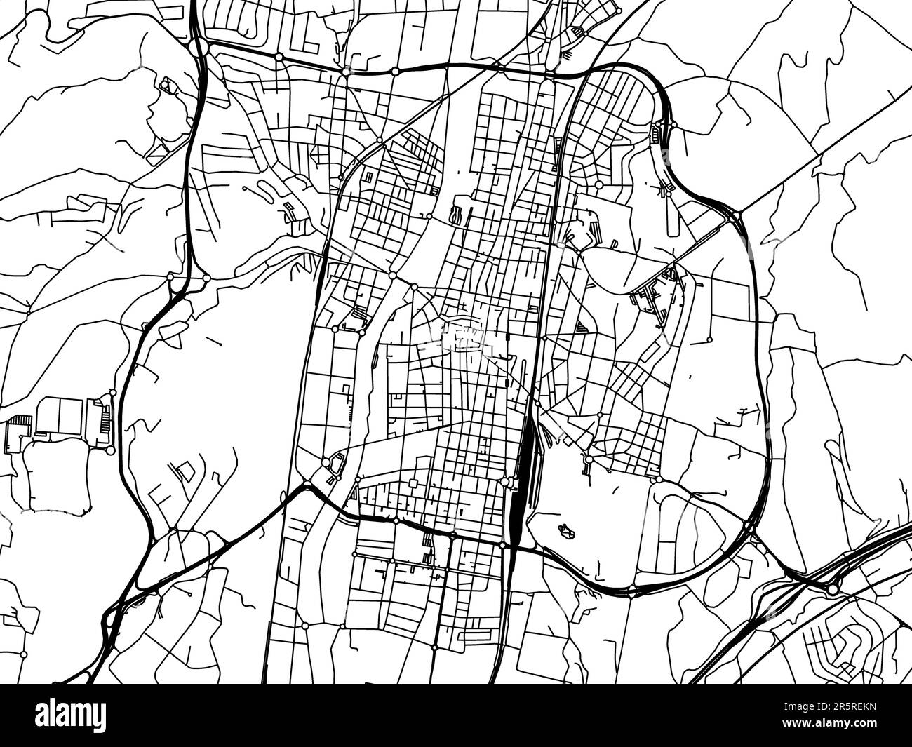 Carte routière vectorielle de la ville de Granollers en Espagne sur fond blanc. Banque D'Images