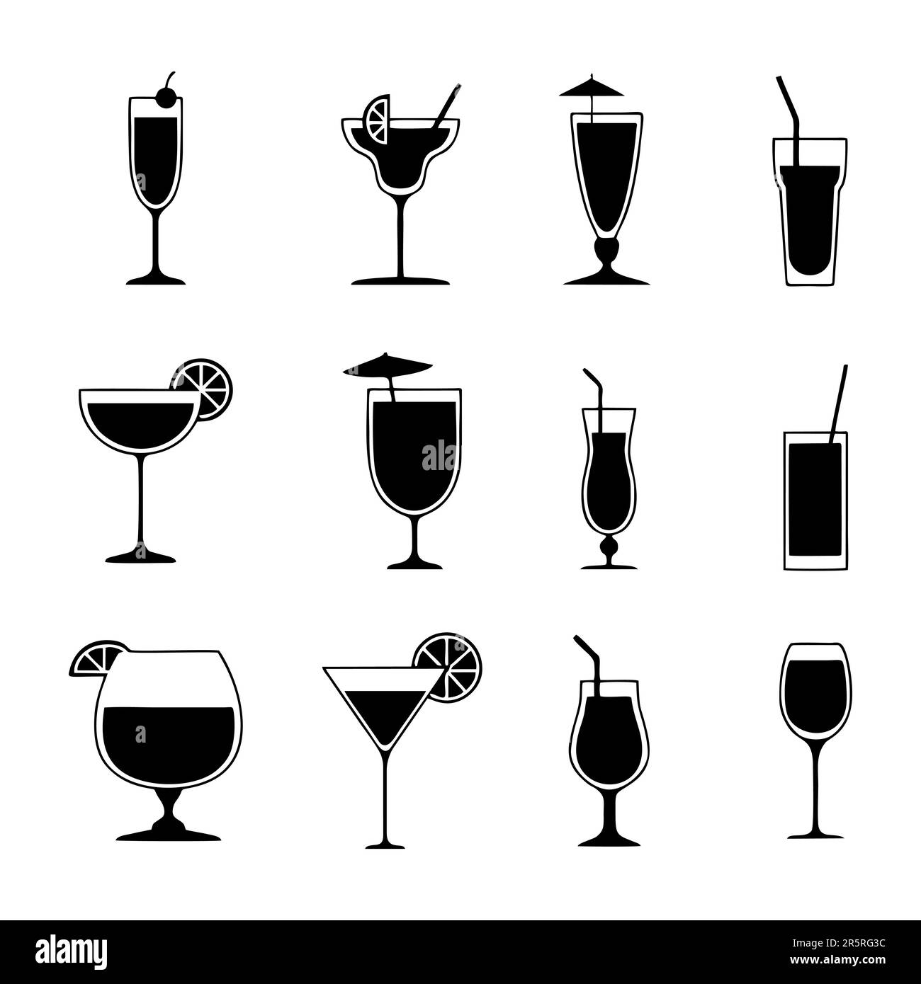 Ensemble de cocktails vectoriels sur fond blanc Illustration de Vecteur