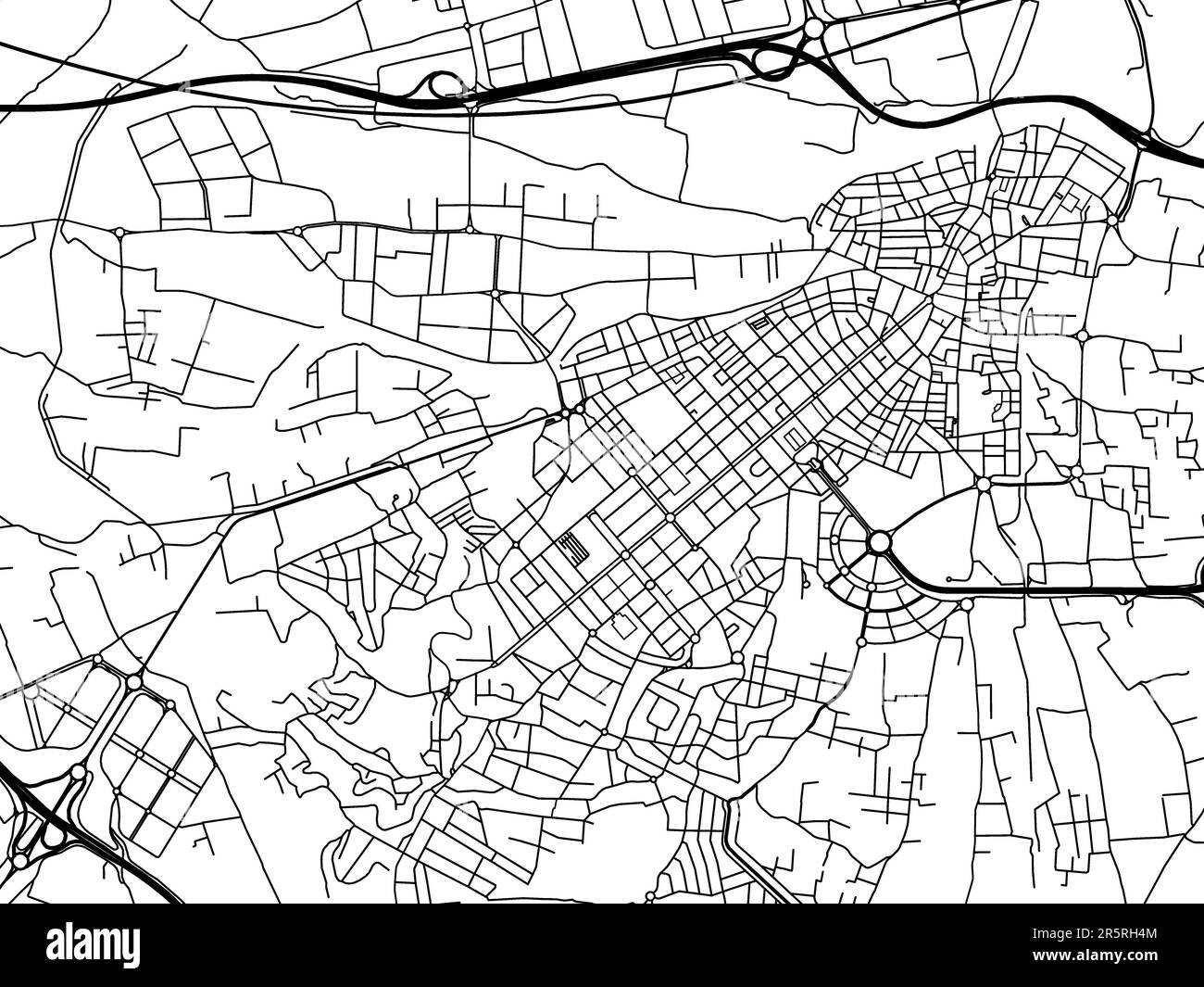 Carte routière vectorielle de la ville de Torrent en Espagne sur fond blanc. Banque D'Images