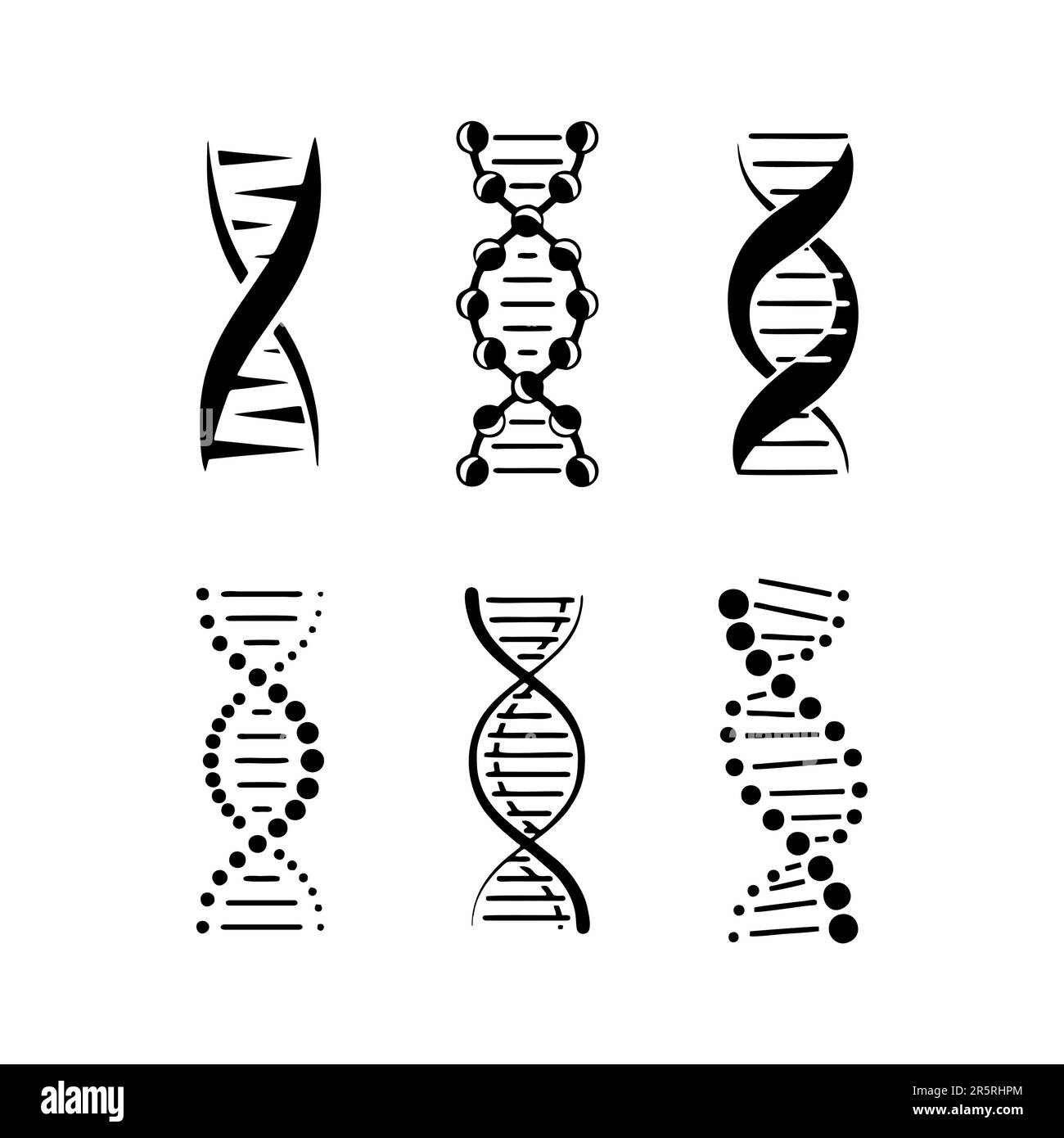 Jeu d'icônes d'ADN. Icône de chromosome. Molécule de structure. Génétique et symboles médicaux Illustration de Vecteur