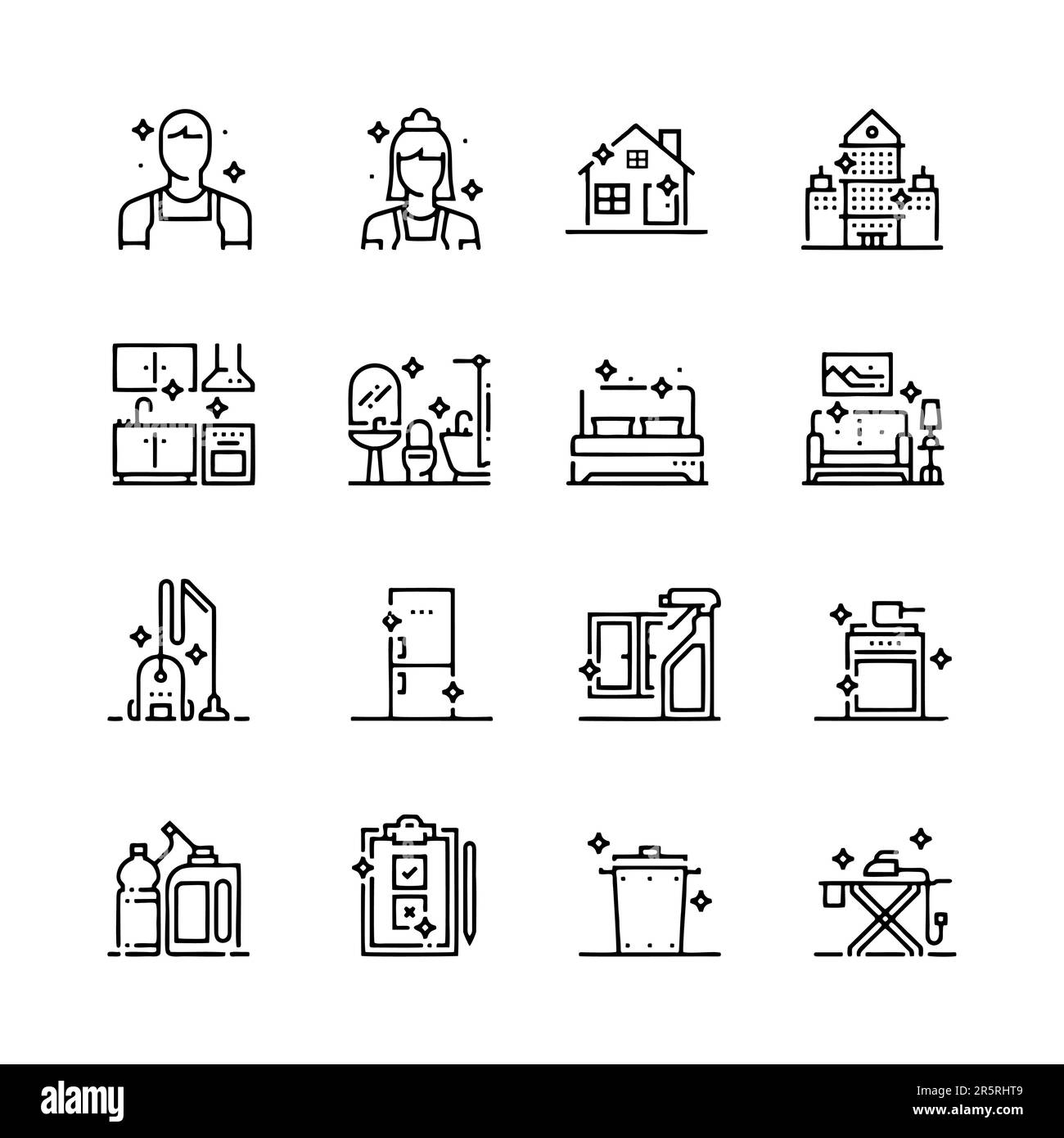 ensemble d'icônes du service de nettoyage de la maison Illustration de Vecteur