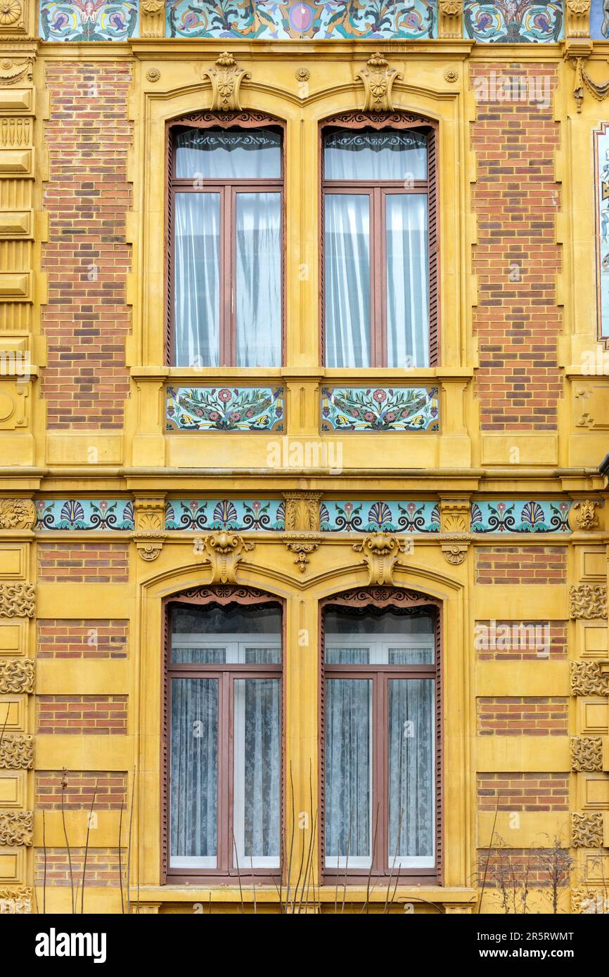 France, Meurthe et Moselle, Nancy, façade de la Maison bouret (maison Bouret) construite à la fin du 19e siècle pour Emile Bouret, fabricant d'appareils de chauffage, dans un style éclectique principalement du 17e siècle situé rue de la Ravinelle Banque D'Images