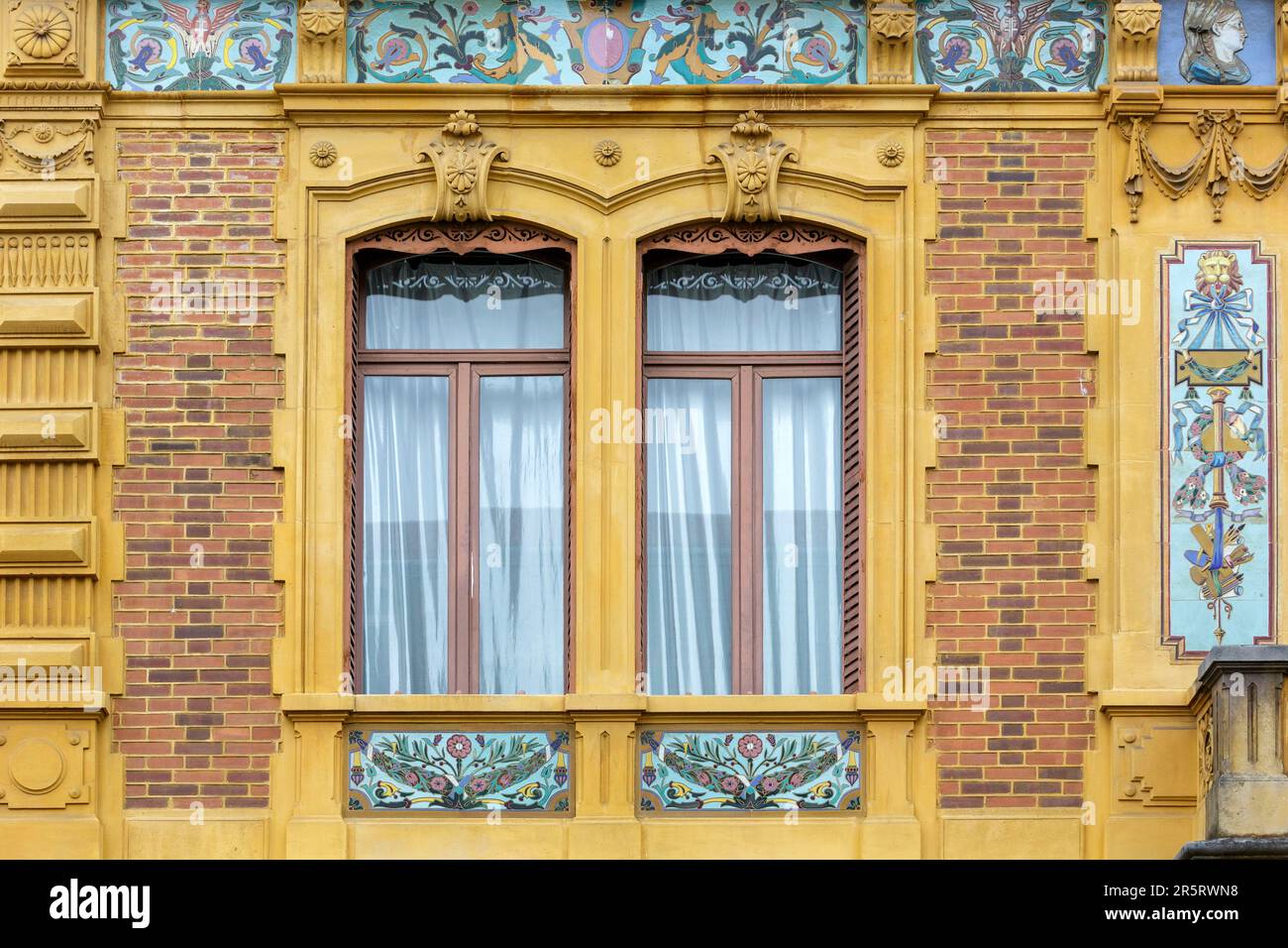 France, Meurthe et Moselle, Nancy, façade de la Maison bouret (maison Bouret) construite à la fin du 19e siècle pour Emile Bouret, fabricant d'appareils de chauffage, dans un style éclectique principalement du 17e siècle situé rue de la Ravinelle Banque D'Images