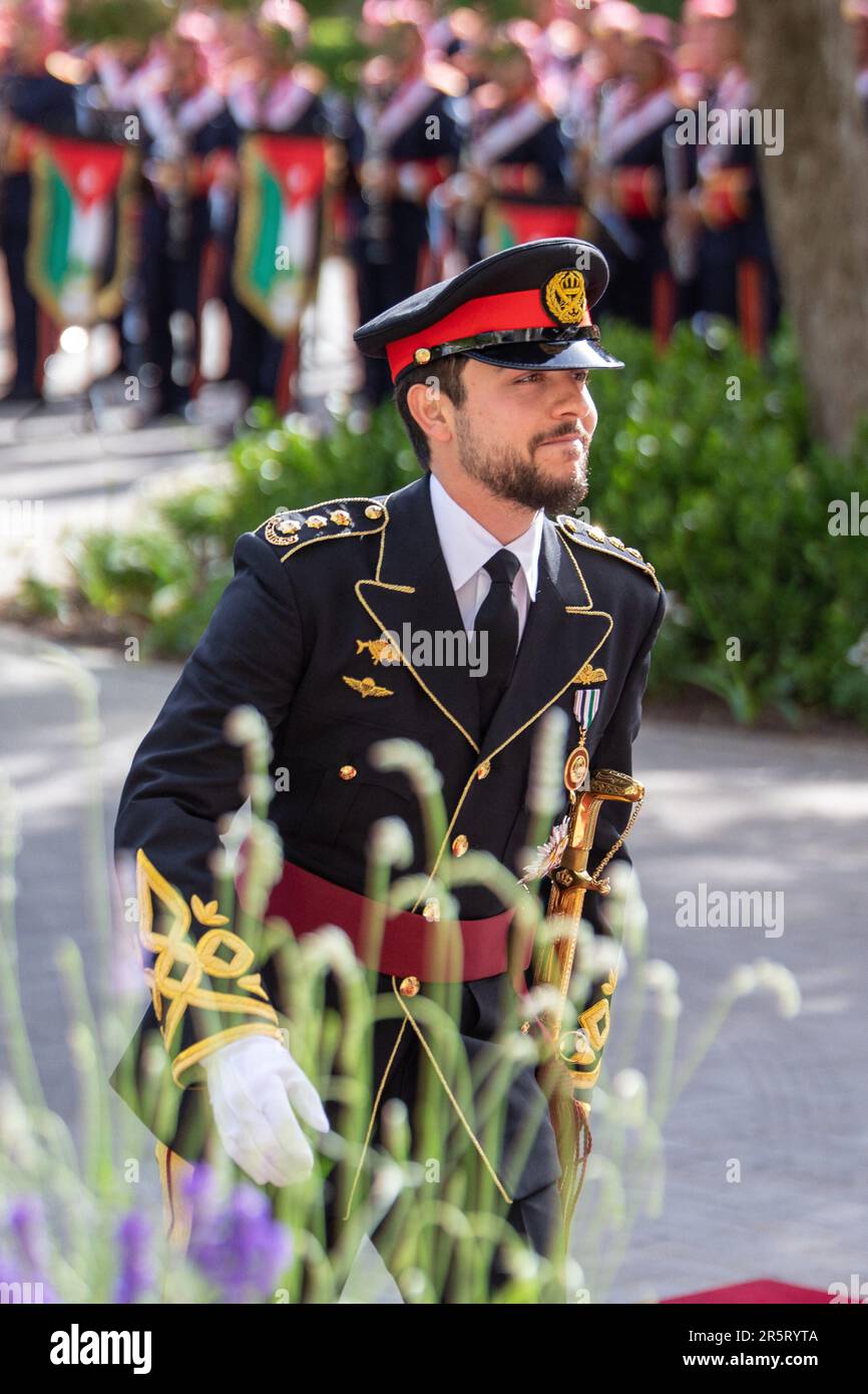 Amman, Jordanie. 01st juin 2023. Le prince héritier de Jordanie, Al Hussein bin Abdullah II, arrive au palais de Zahran à Amman, en Jordanie, sur 1 juin 2023. Photo de Balkis Press/ABACAPRESS.COM Credit: Abaca Press/Alay Live News Banque D'Images