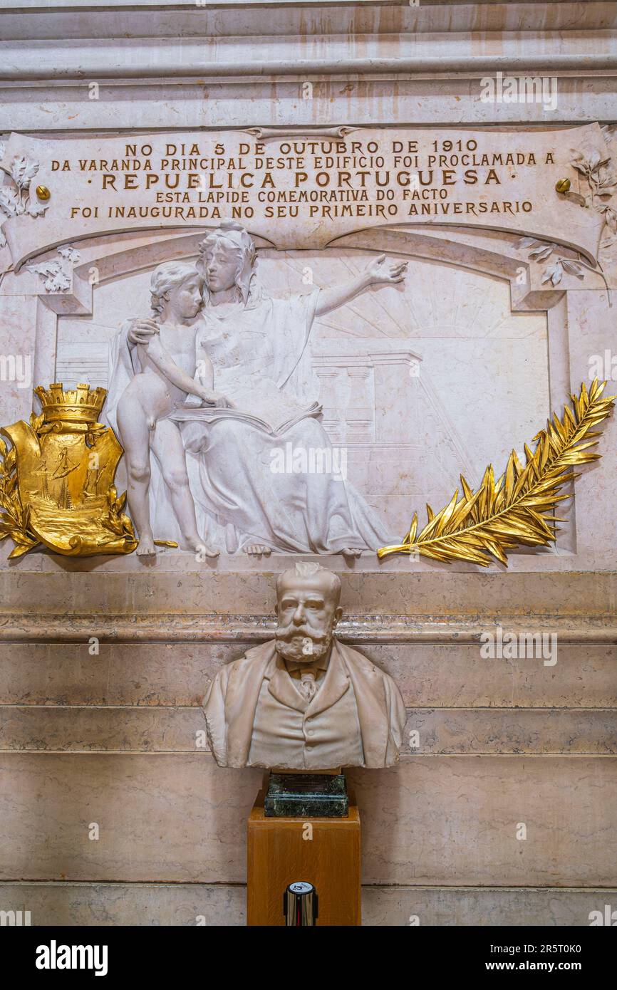 Portugal, Lisbonne, Praça do município, Hôtel de ville de Lisbonne, bâtiment néoclassique Banque D'Images