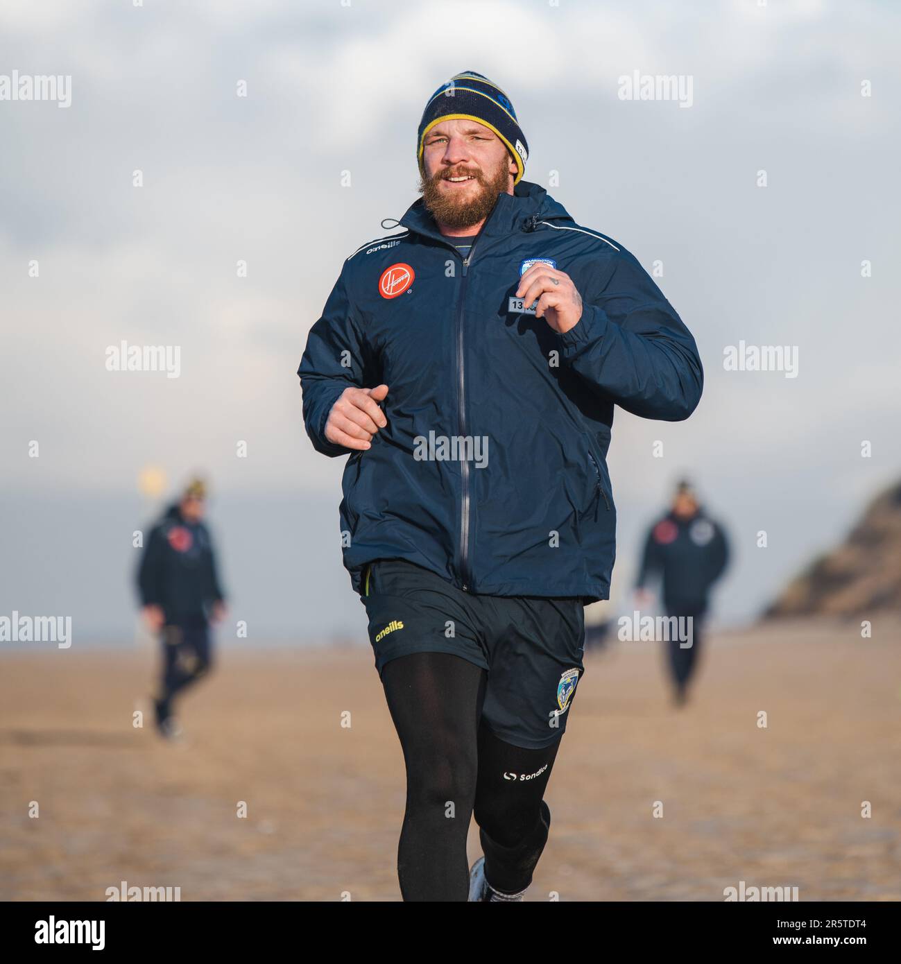 Josh McGuire de Warrington Wolves pendant l'entraînement pré-saison Banque D'Images