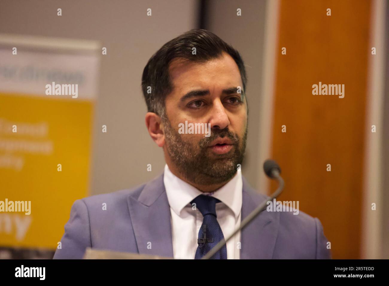 Edimbourg, Royaume-Uni, 5 juin 2023: Le Premier ministre écossais, Humza Yousaf, a posé des questions aux délégués des milieux d'affaires au Forum du SCDI, à la RBS Business School, à Édimbourg. Photo: Terry Murden / Alay Live Banque D'Images