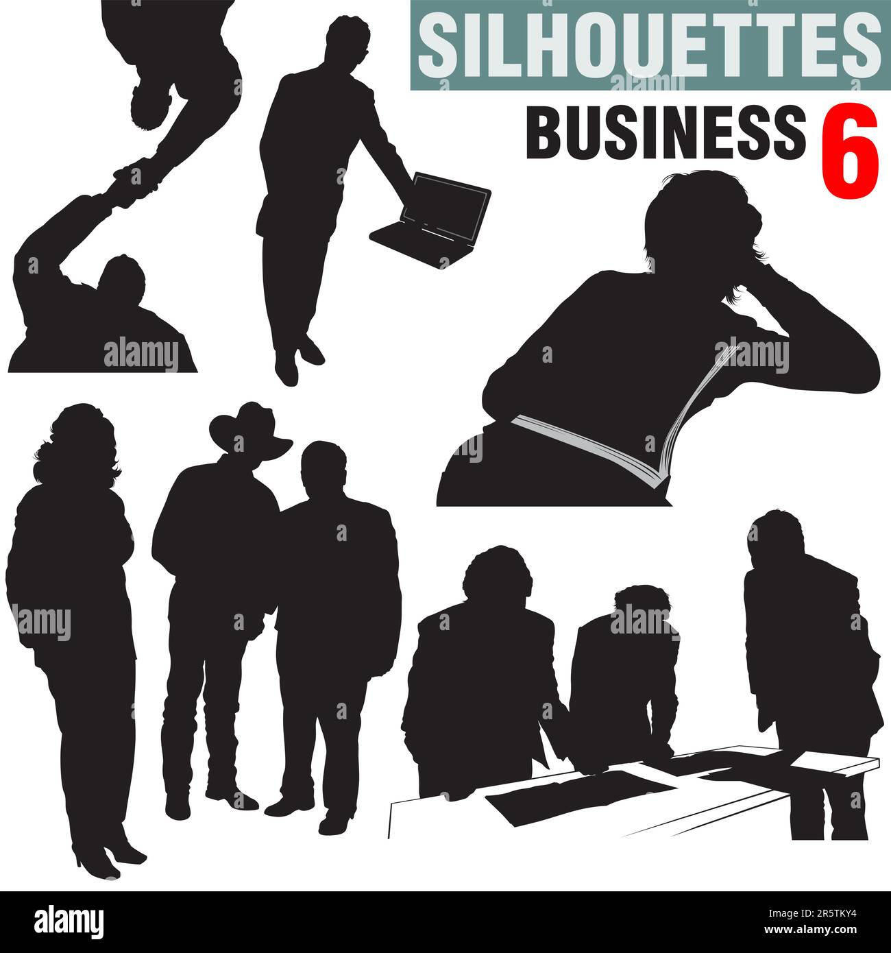 Silhouettes - Business 6 - illustrations noir et blanc très détaillées. Illustration de Vecteur