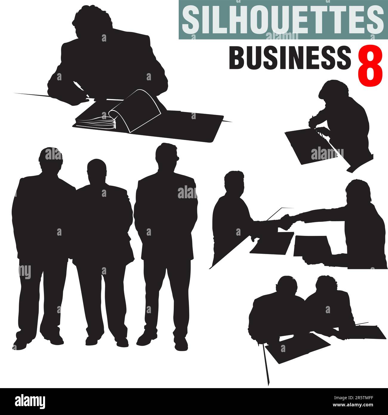 Silhouettes - Business 8 - illustrations noir et blanc très détaillées. Illustration de Vecteur