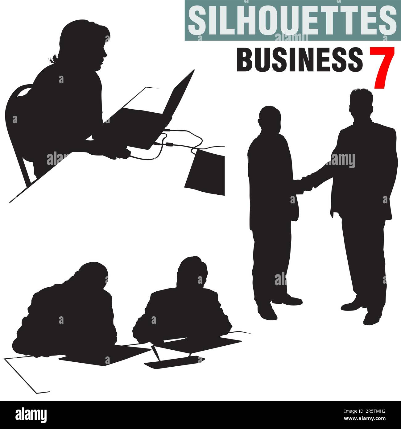 Silhouettes - Business 7 - illustrations noir et blanc très détaillées. Illustration de Vecteur