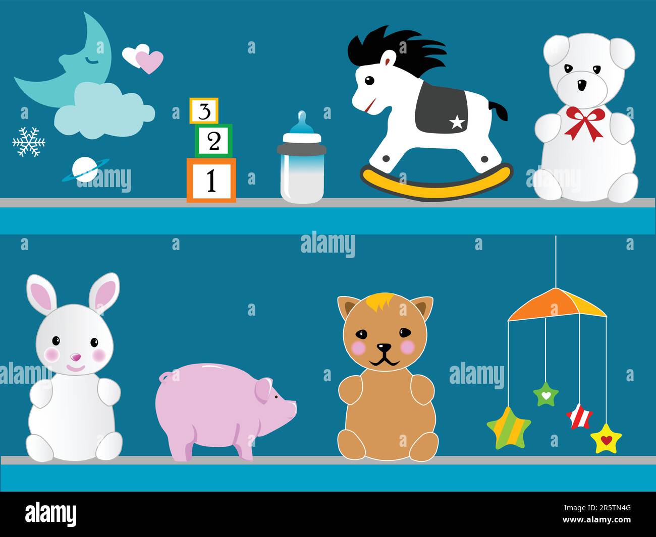 illustration de jouets pour bébés sur le mur Illustration de Vecteur