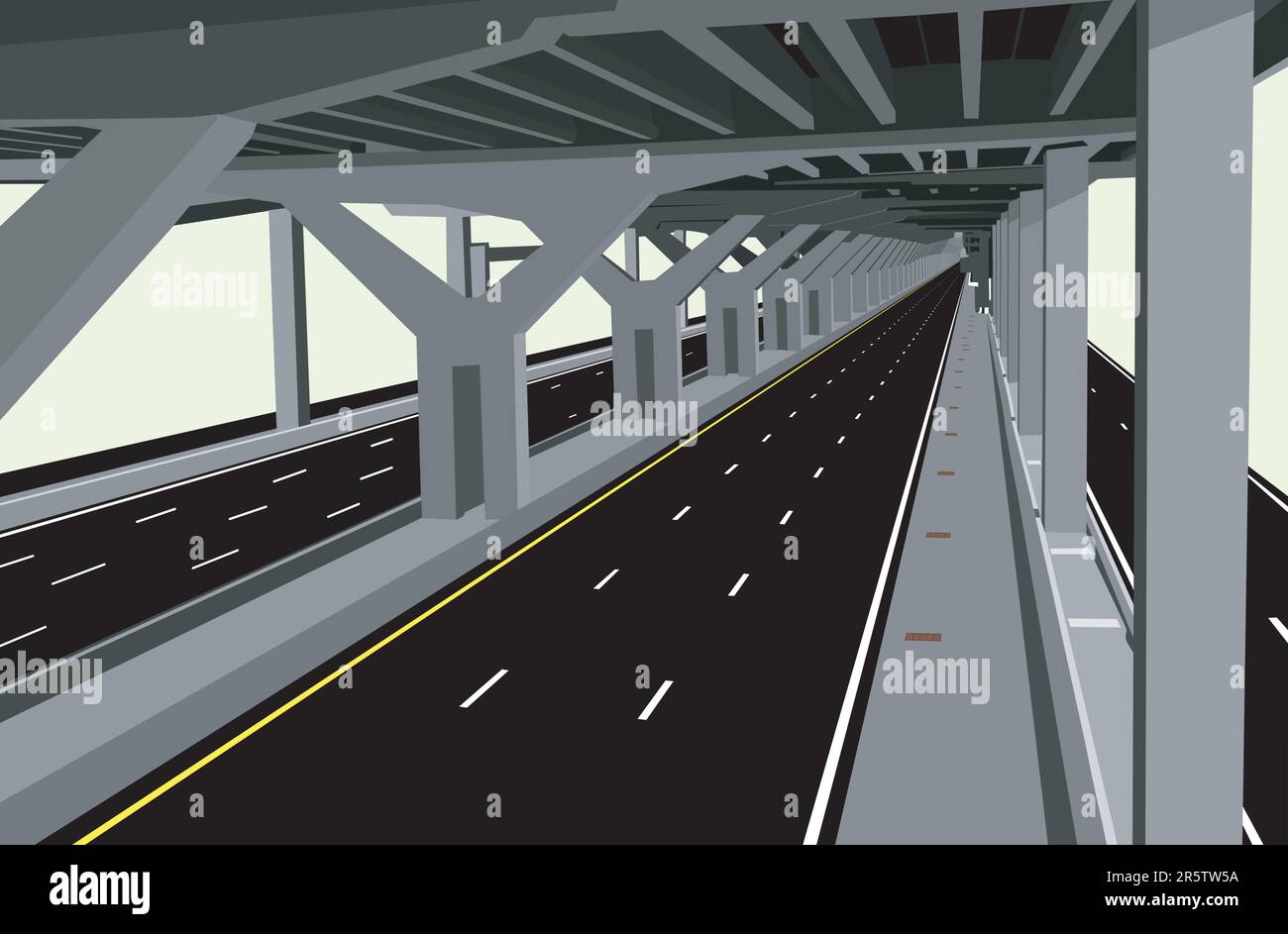 Vector illustration d'une autoroute et de béton carless Illustration de Vecteur
