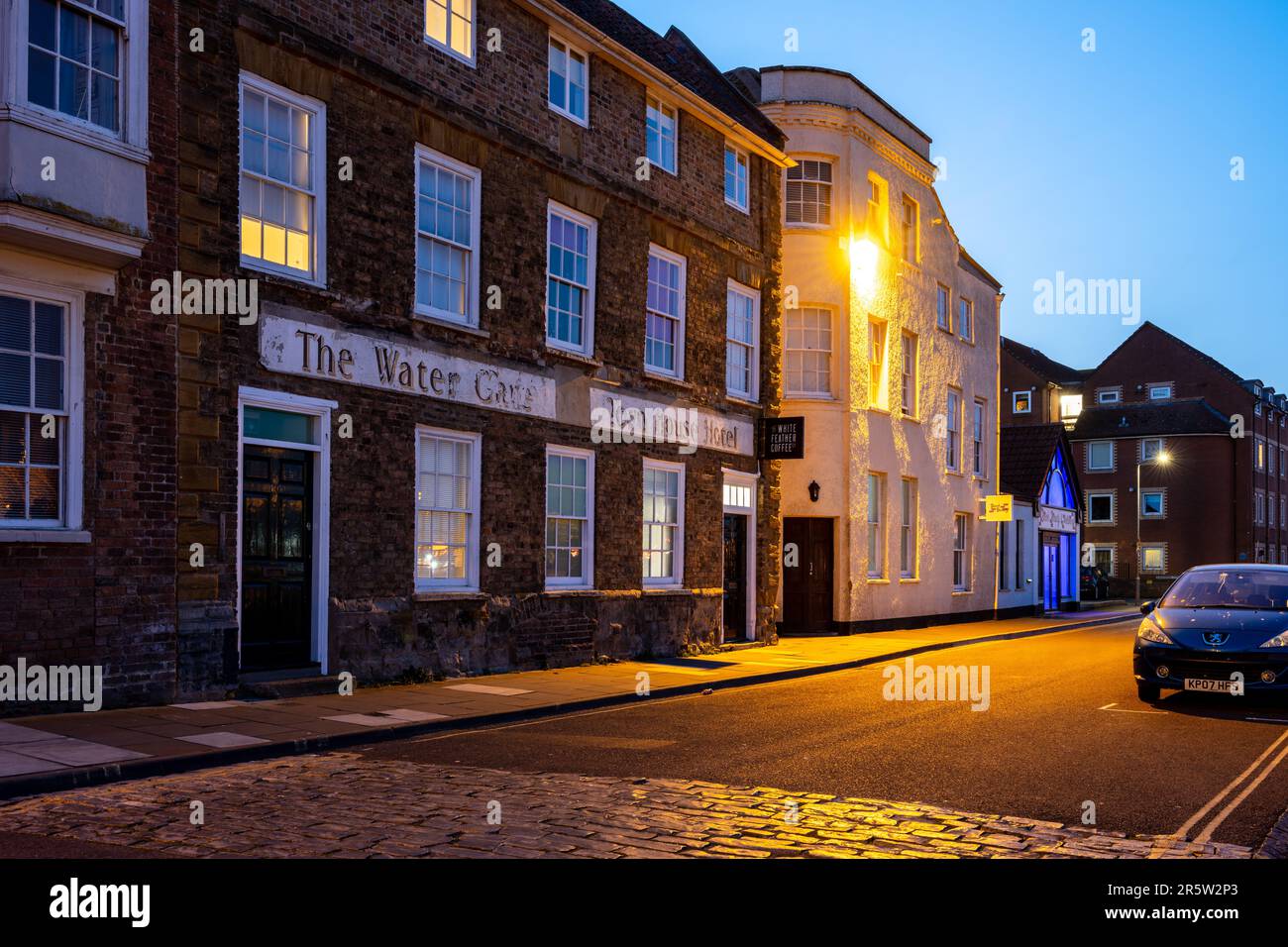Maisons de la vieille ville sur West Quay dans la ville de Somerset de Bridgwater. Banque D'Images