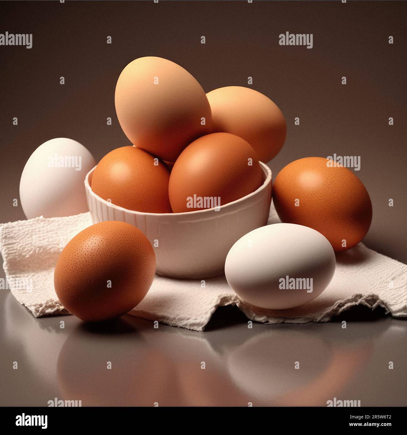 œufs de poulet sur la table. Produits agricoles, œufs naturels. Banque D'Images