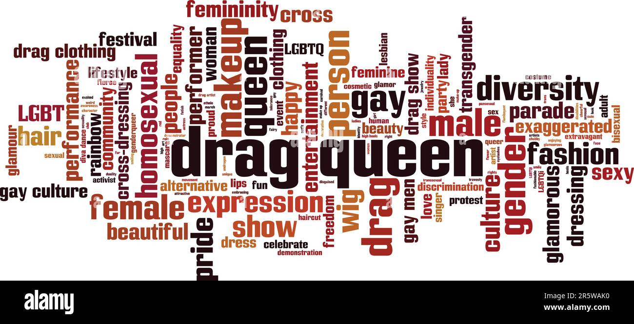 Concept de nuage de mots de reine de glisser. Collage de mots sur Drag Queen. Illustration vectorielle Illustration de Vecteur