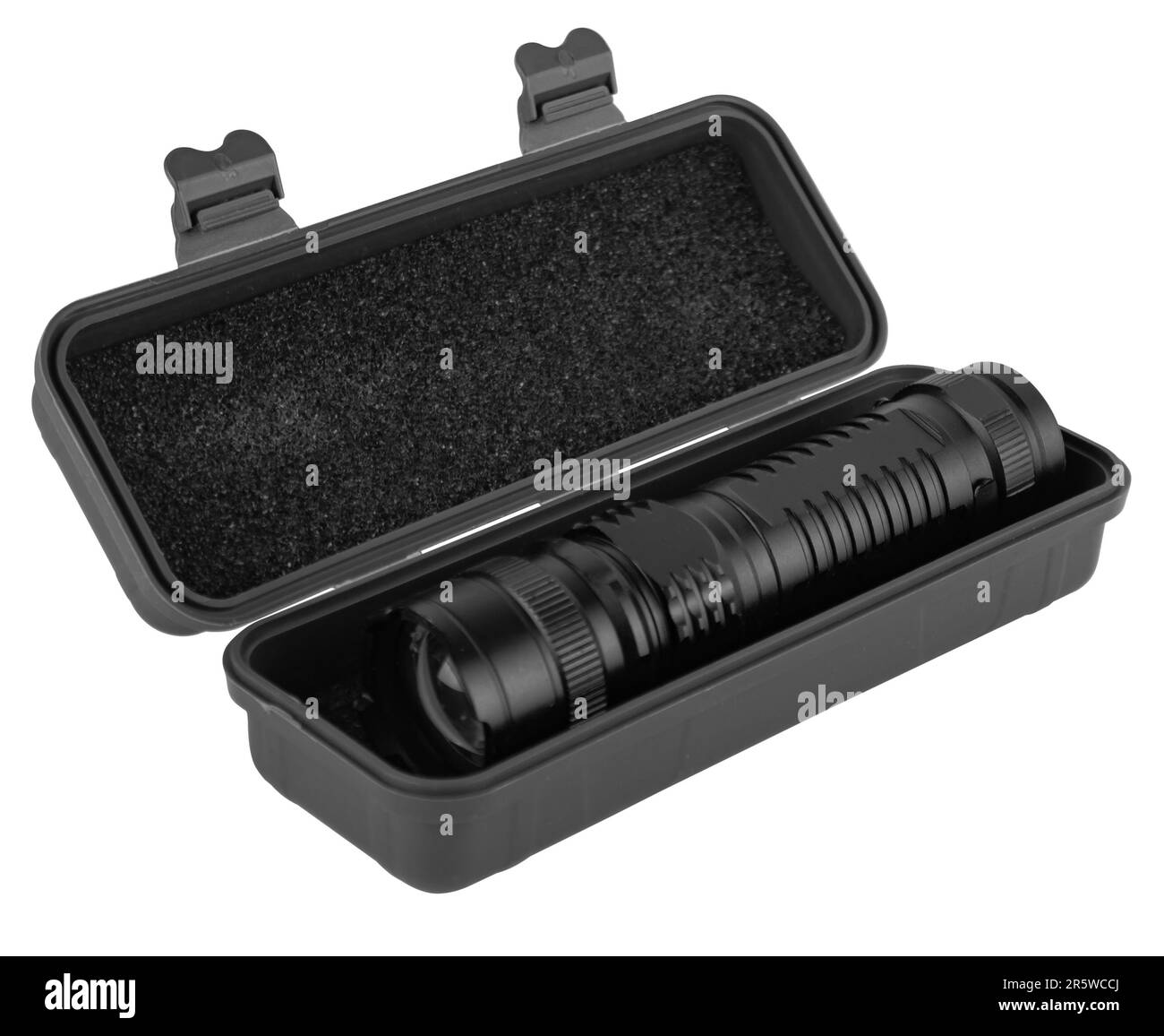 Lampe de poche à LED portative, sur fond blanc dans l'isolation Banque D'Images