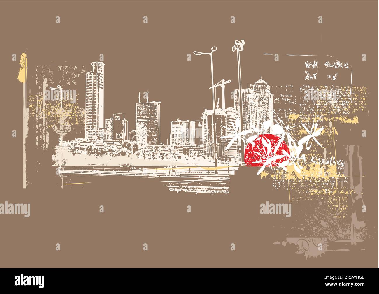Grande ville - style Grunge fond urbain. Vector illustration. Illustration de Vecteur
