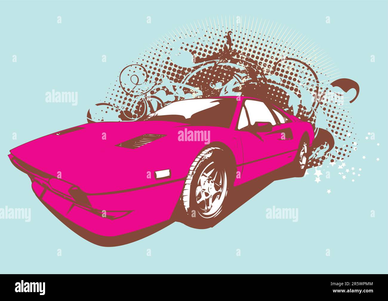 Vector Illustration of old vintage voiture de collection personnalisé sur grunge fond . Illustration de Vecteur