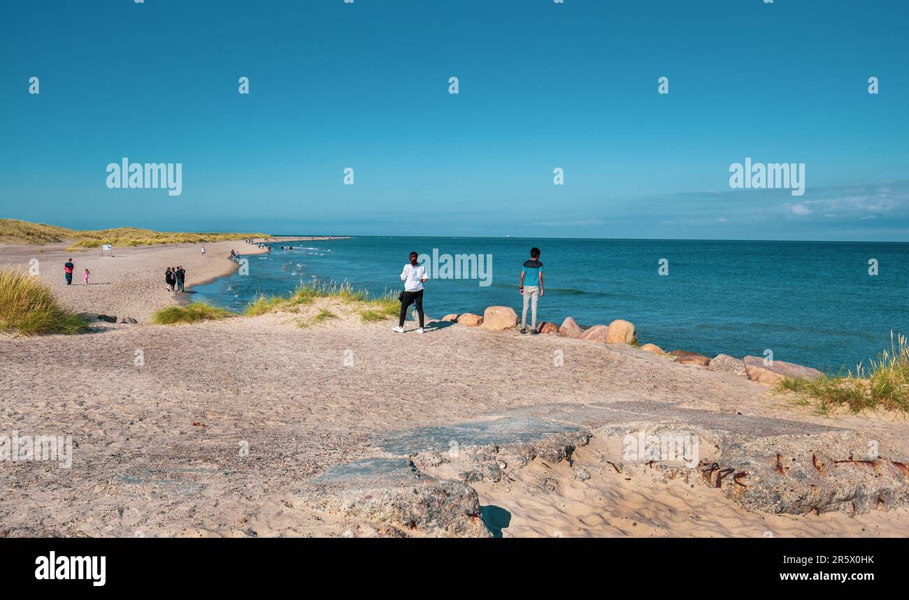 Plage de Skagen spéteculaire au Danemark où se rencontrent deux mers, à savoir le Skagerrak et le Kattegat Banque D'Images