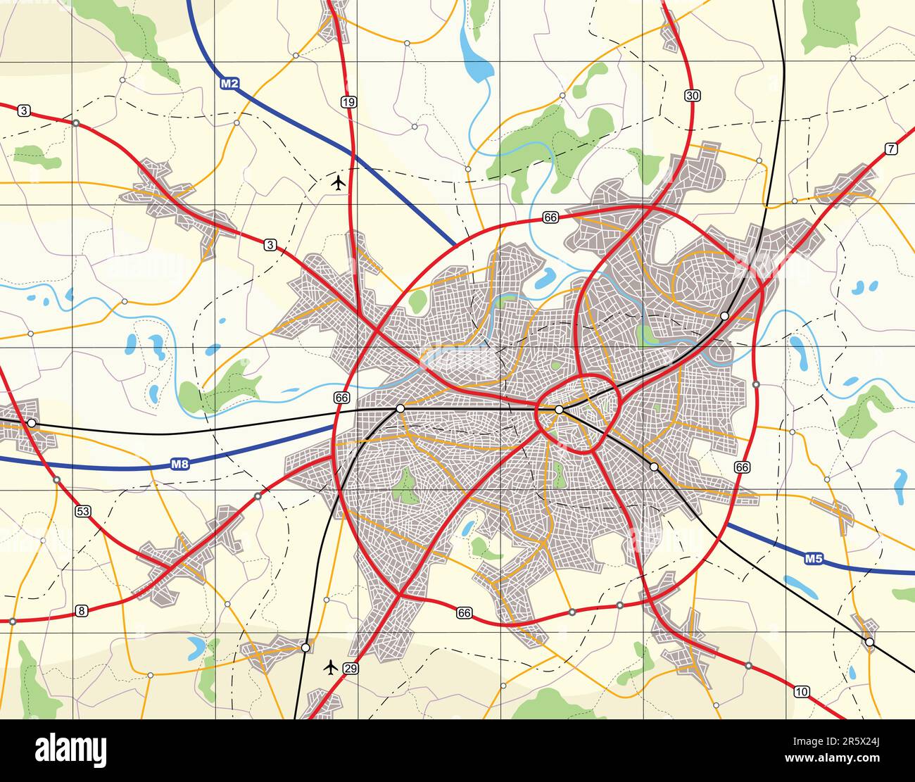 Carte détaillée générique vecteur modifiable sans noms et tous les éléments en tant qu'objets séparés Illustration de Vecteur