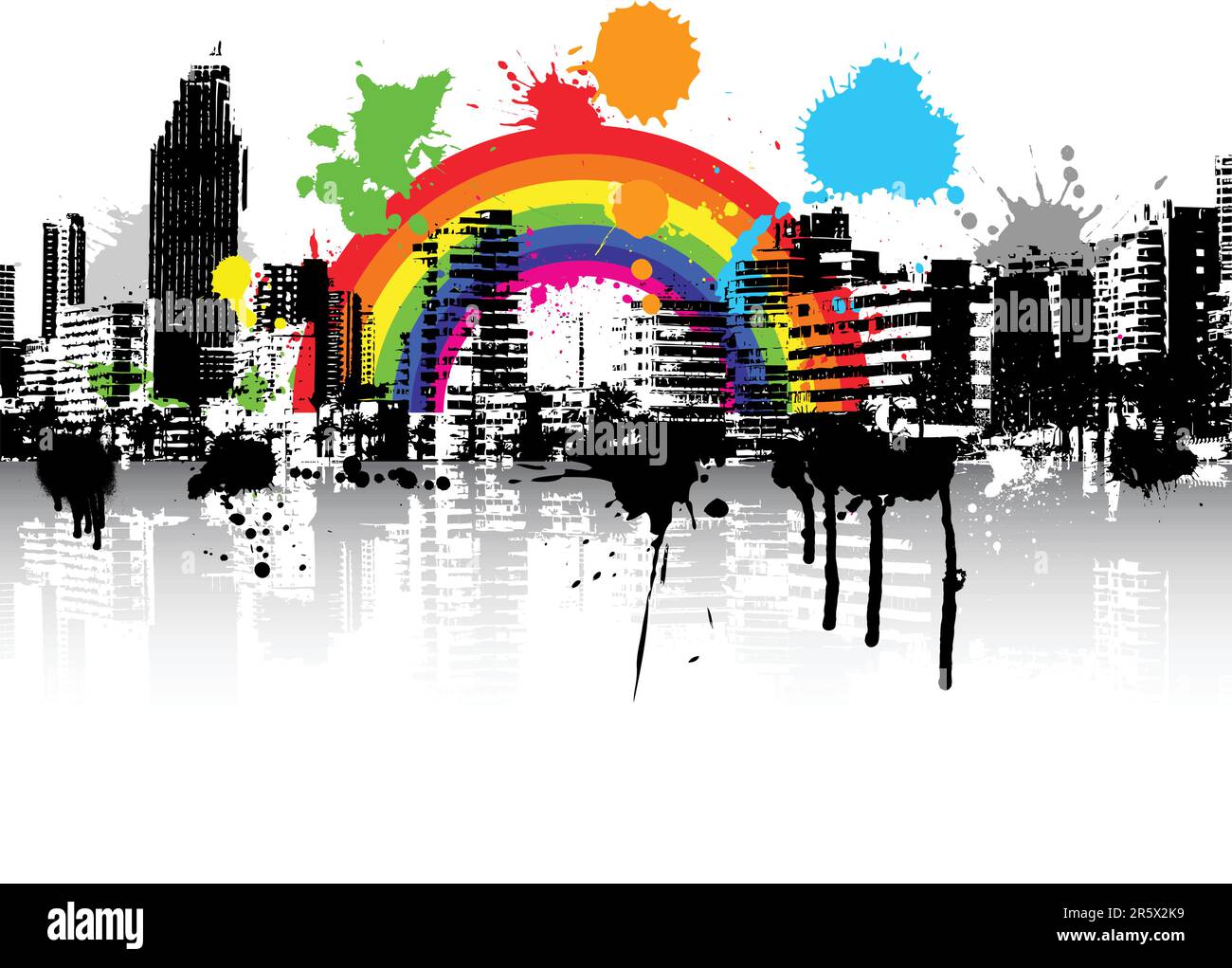 Style abstrait arrière-plan de la scène grunge urbain avec rainbow Illustration de Vecteur