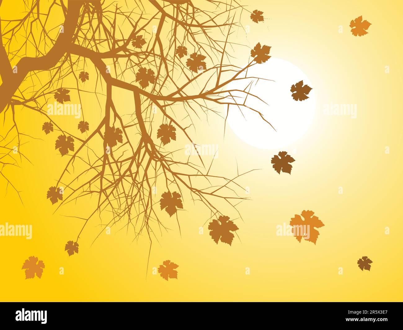 Arrière-plan saisonnier avec branches d'arbre et feuilles automnes Illustration de Vecteur