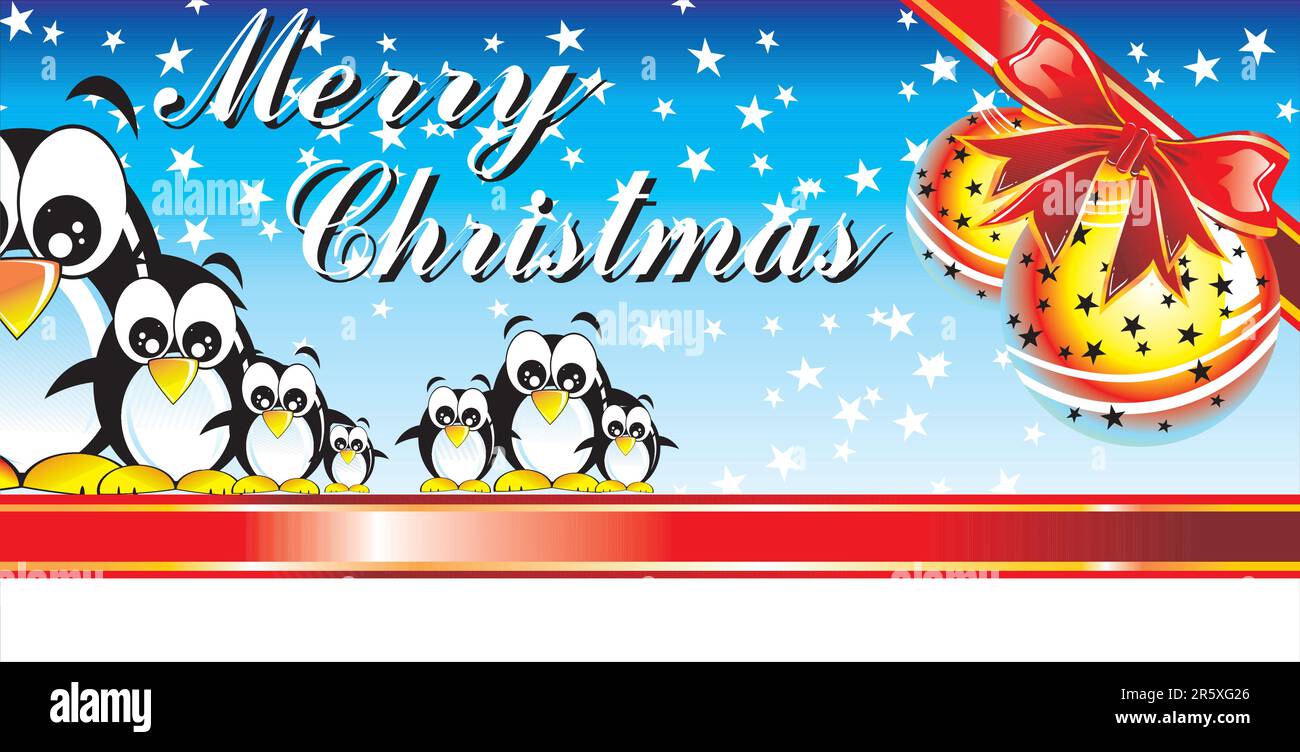 Carte de Noël abstraite avec boules et pingouins Illustration de Vecteur