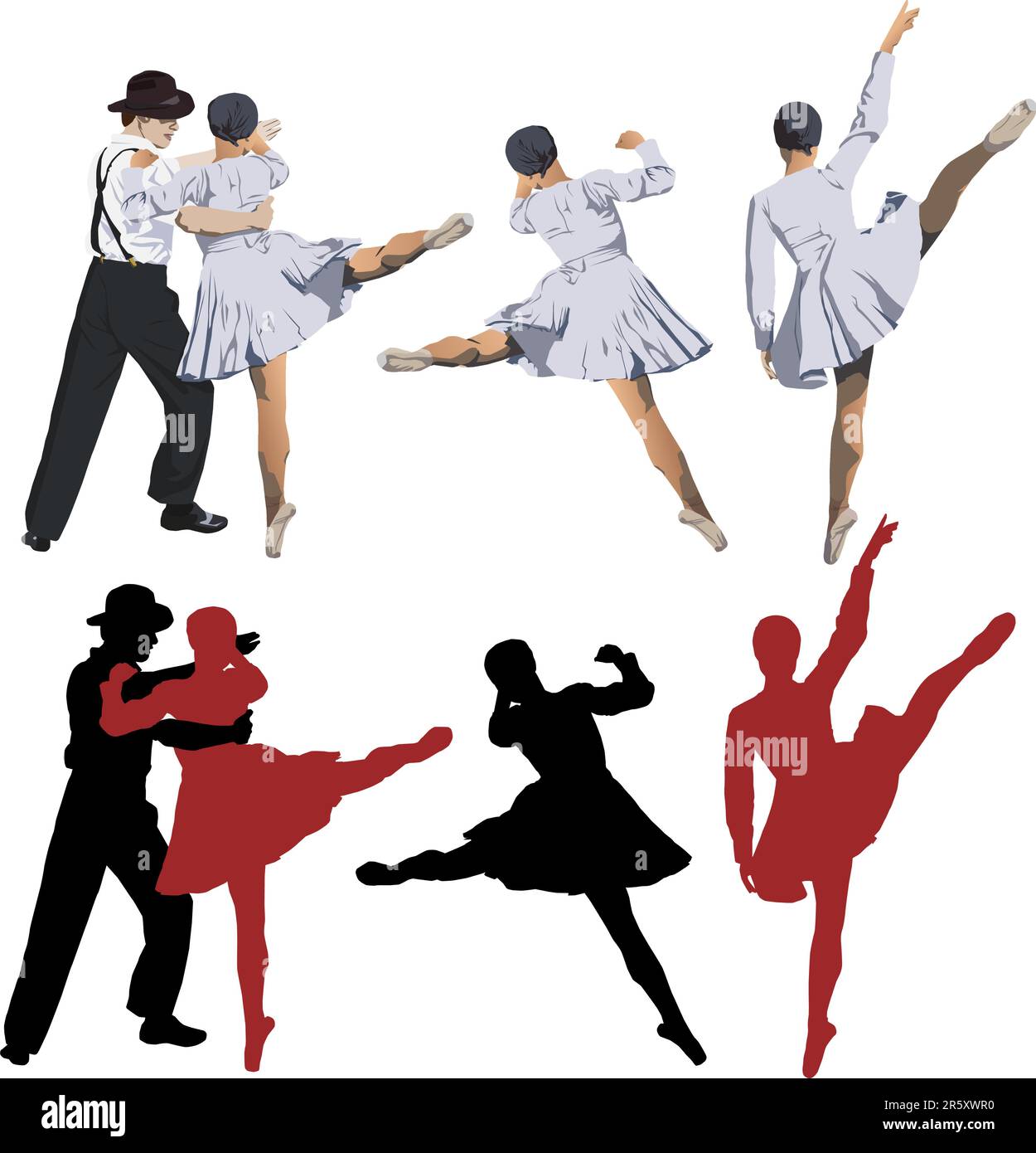 Vector illustration de ballerine et ballerine danser le Tango Illustration de Vecteur