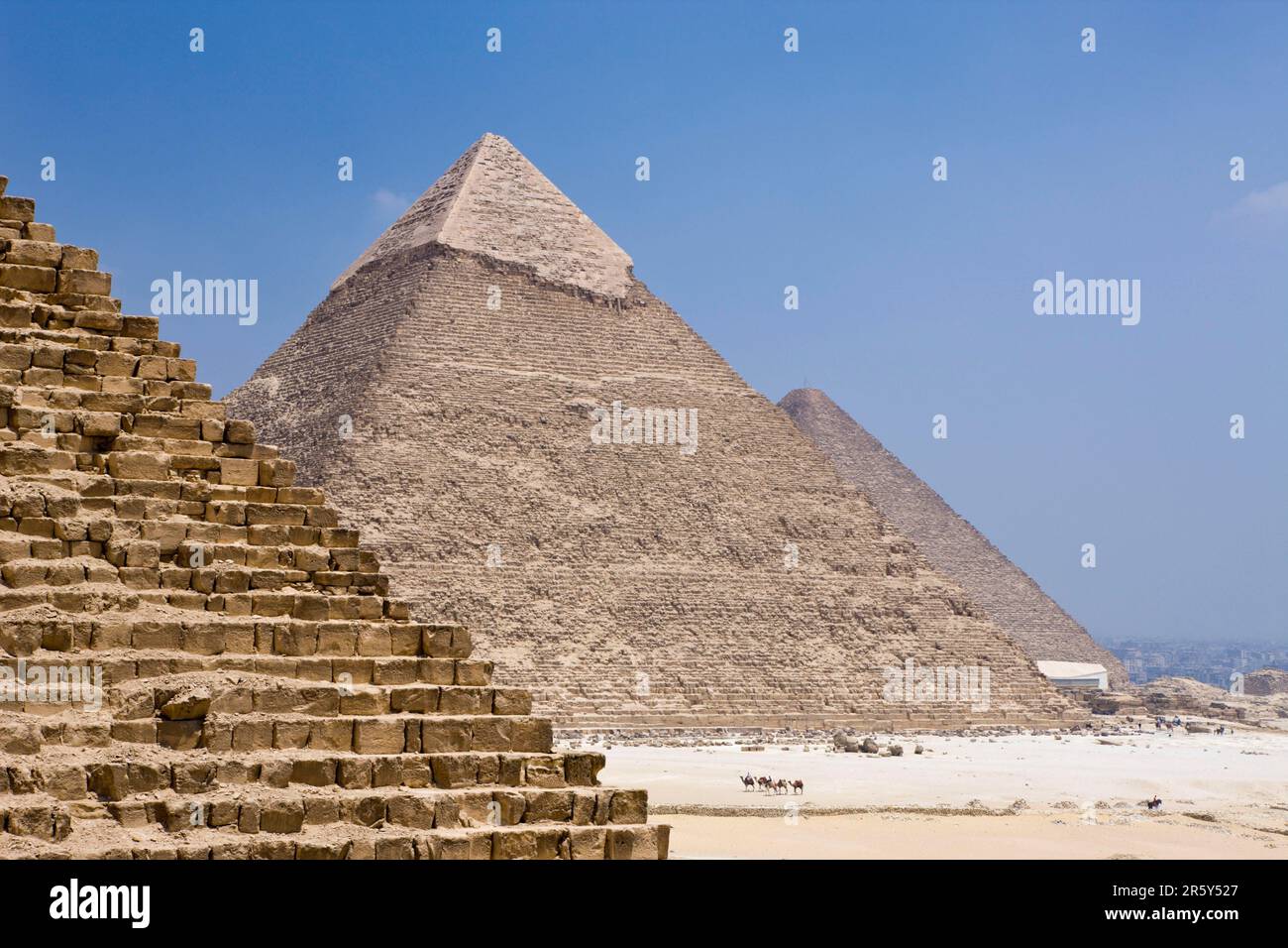 Pyramides de Gizeh, Le Caire, Egypte Banque D'Images