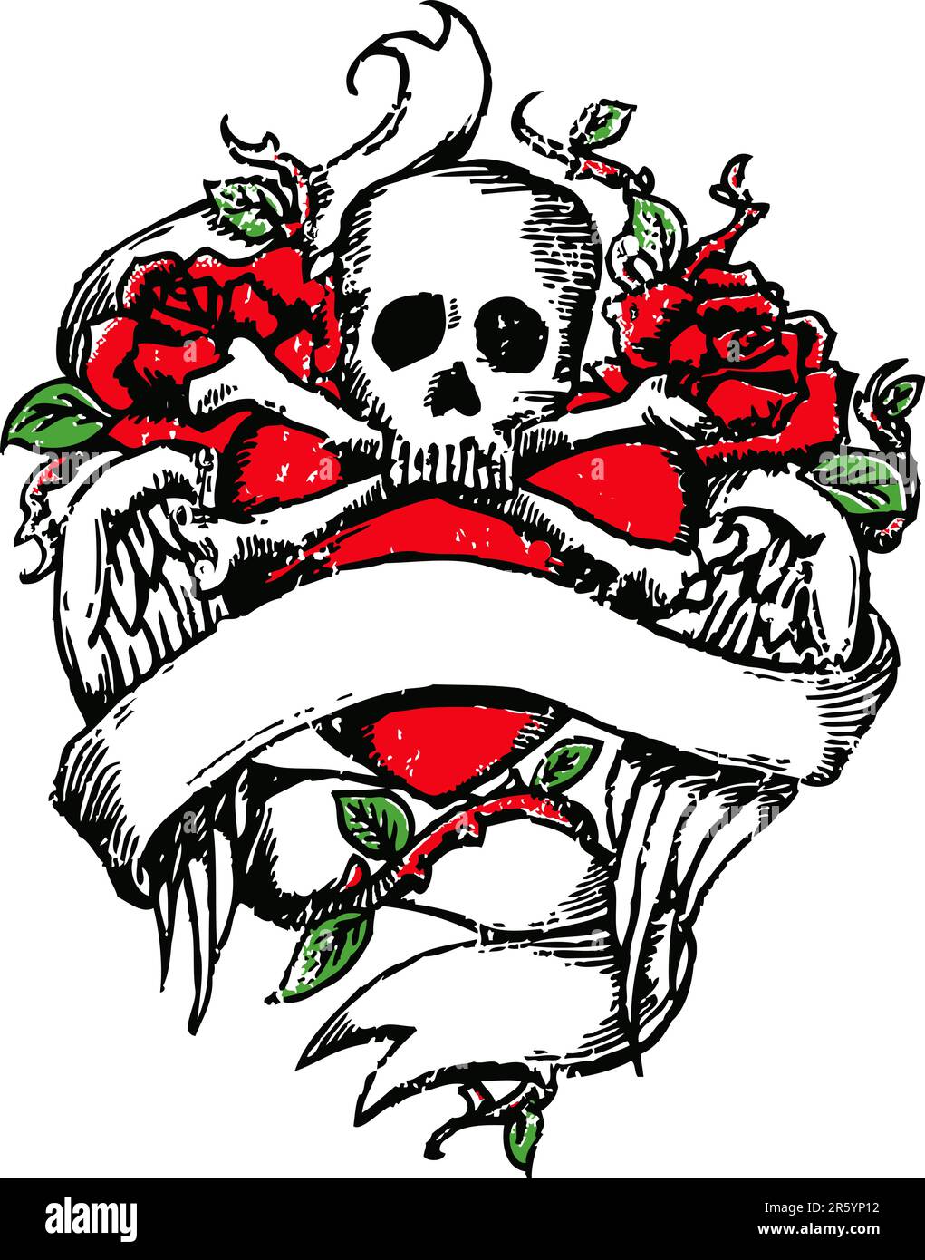 Emblème de tatouage de rocher de crâne Illustration de Vecteur
