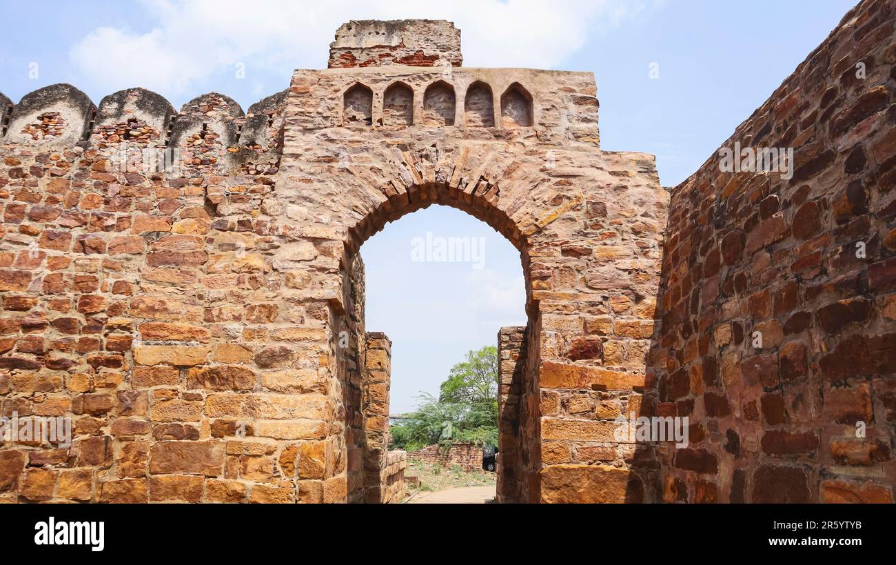 Murs en pierre détruits du fort de Gandikota, Kadapa, Andhra Pradesh, Inde. Banque D'Images
