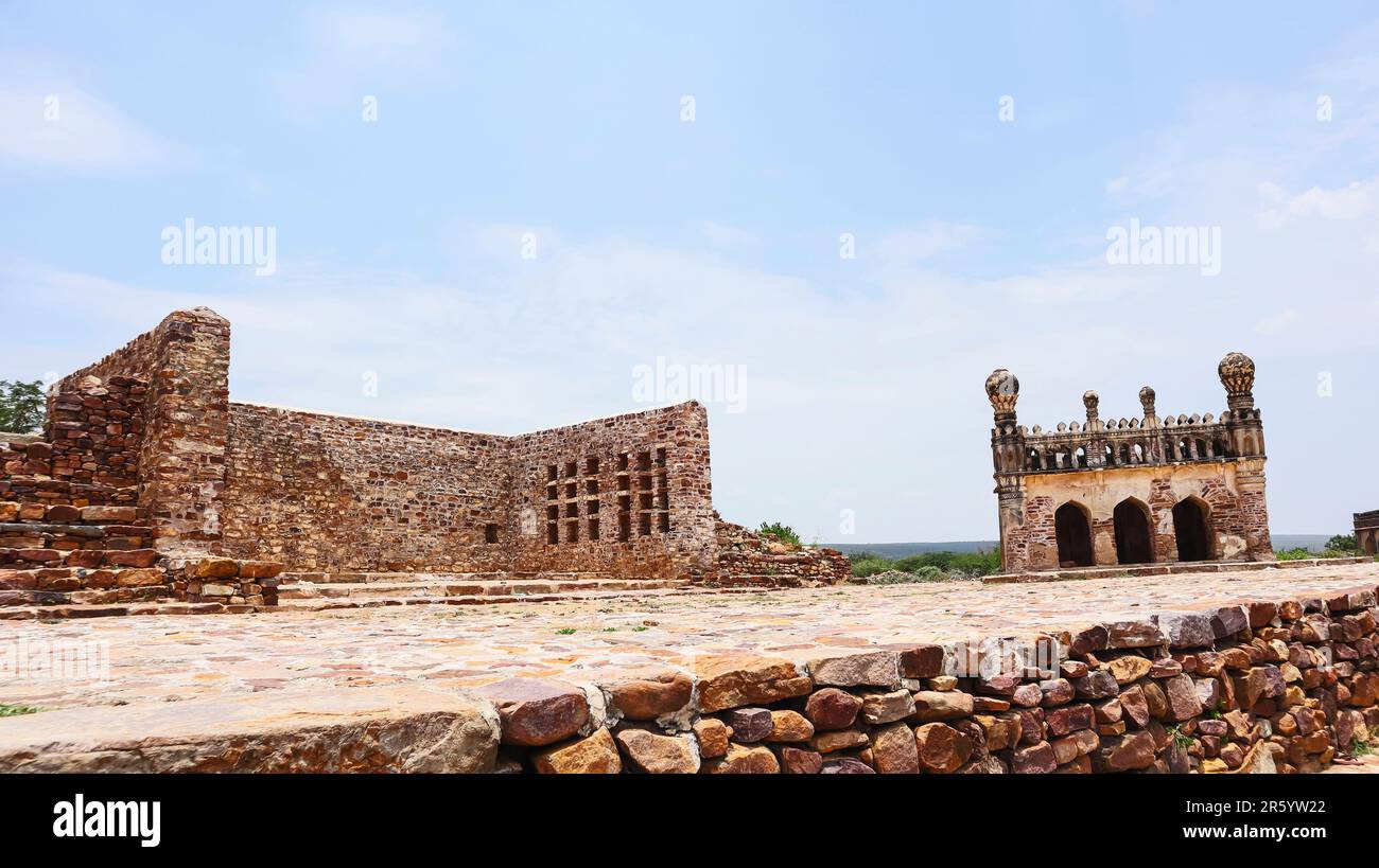 Vue arrière des ruines du fort de Gandikota, Kadada, Andhra Pradesh, Inde. Banque D'Images