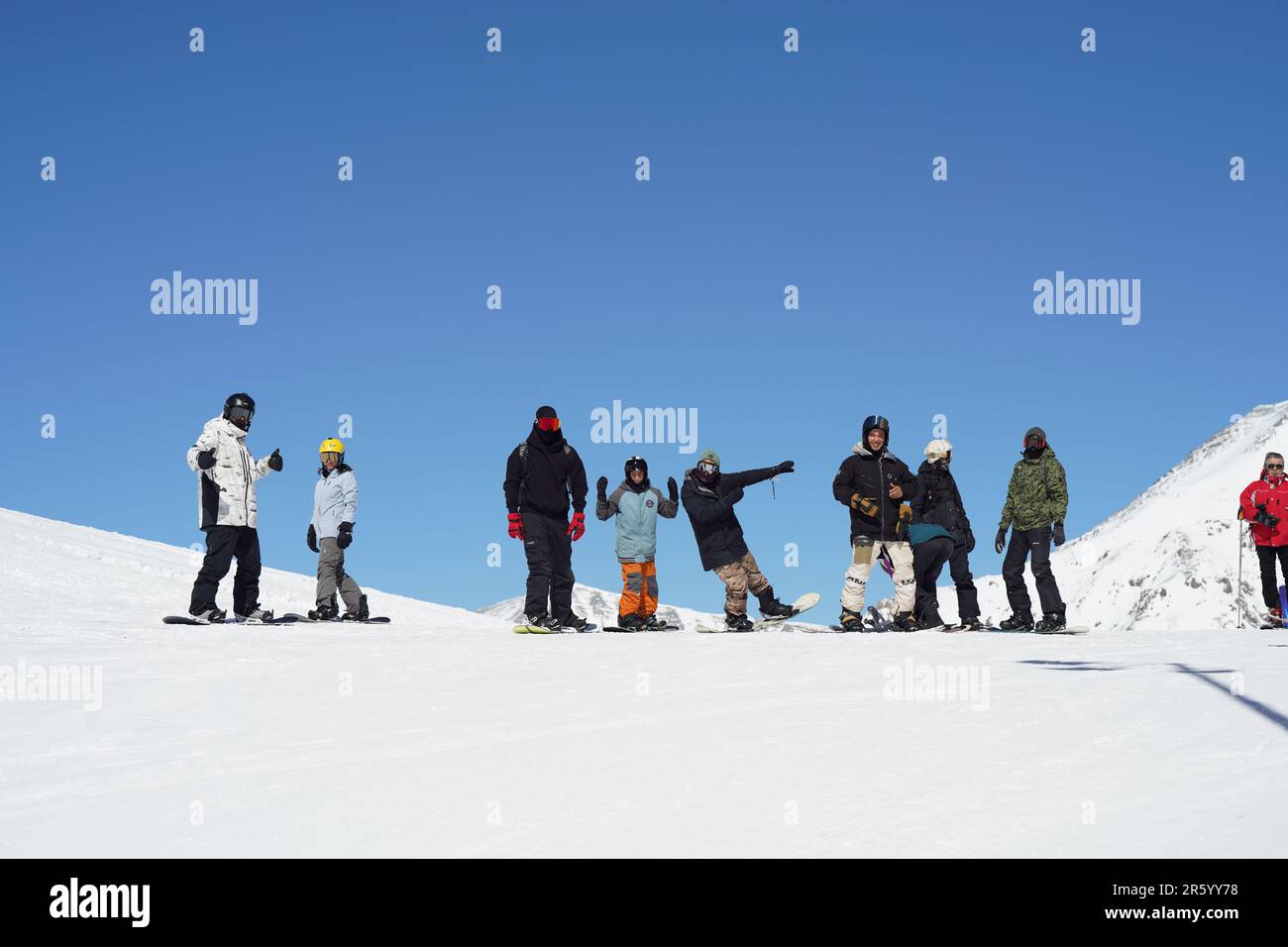 équipe de snowboard libre en iran Banque D'Images